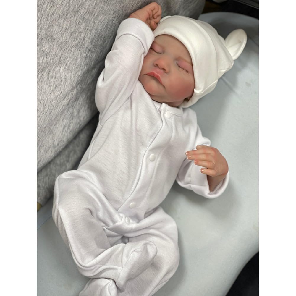 Lonian 19 Pouces Reborn Baby Doll Fait à la Main Nouveau-né poupée Ressemble à Un Vrai bébé Corps en Vinyle Souple Reborn bébés avec tétine et biberon (Corps en Silicone)