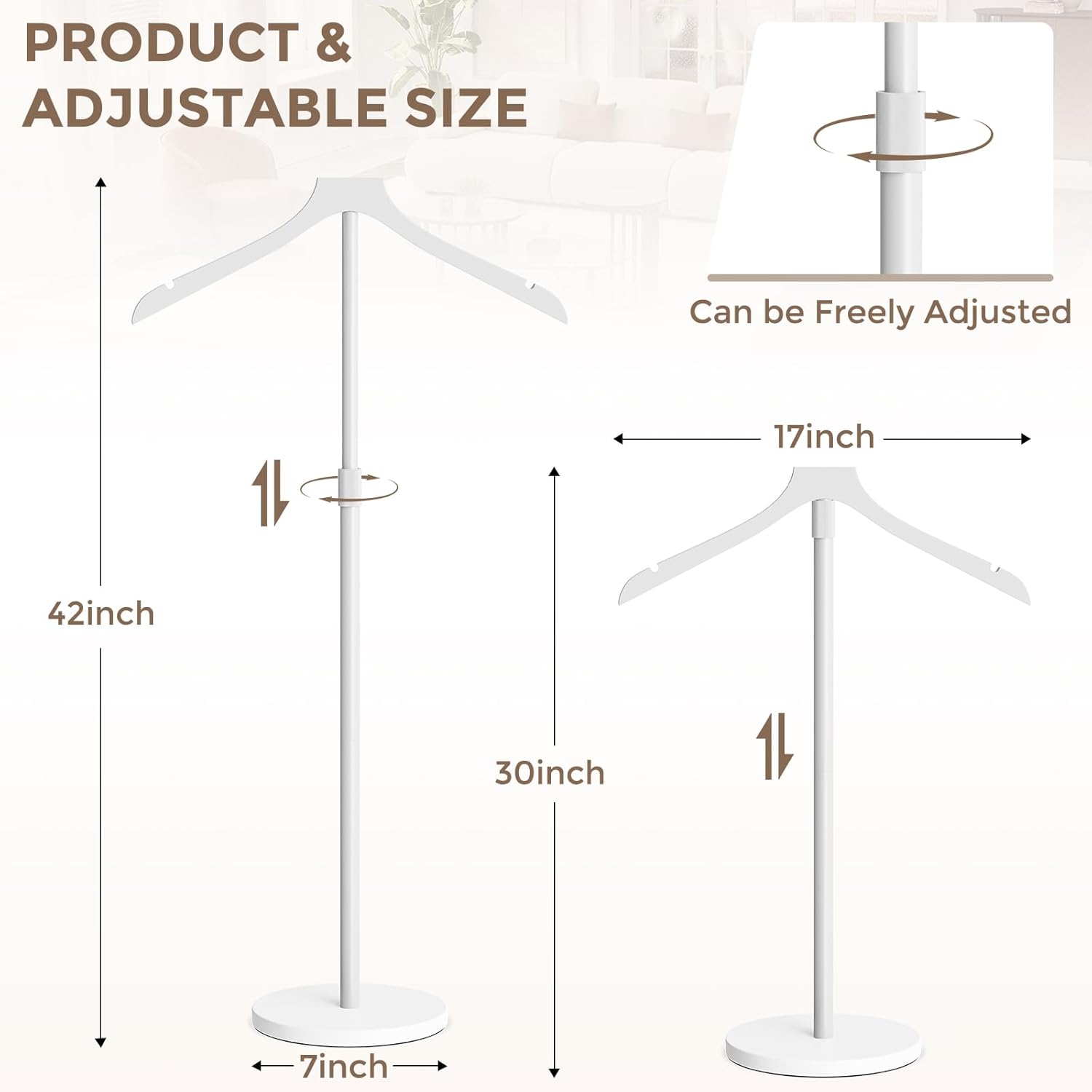 OLV 2 Pack Mannequin Torso, Adjustable Shirt Display Stand 30 to 41 Inches Height, Stable Dress Form Clothing Display Stand for Vendor, Portable Garment Rack for Cap and Gown, White