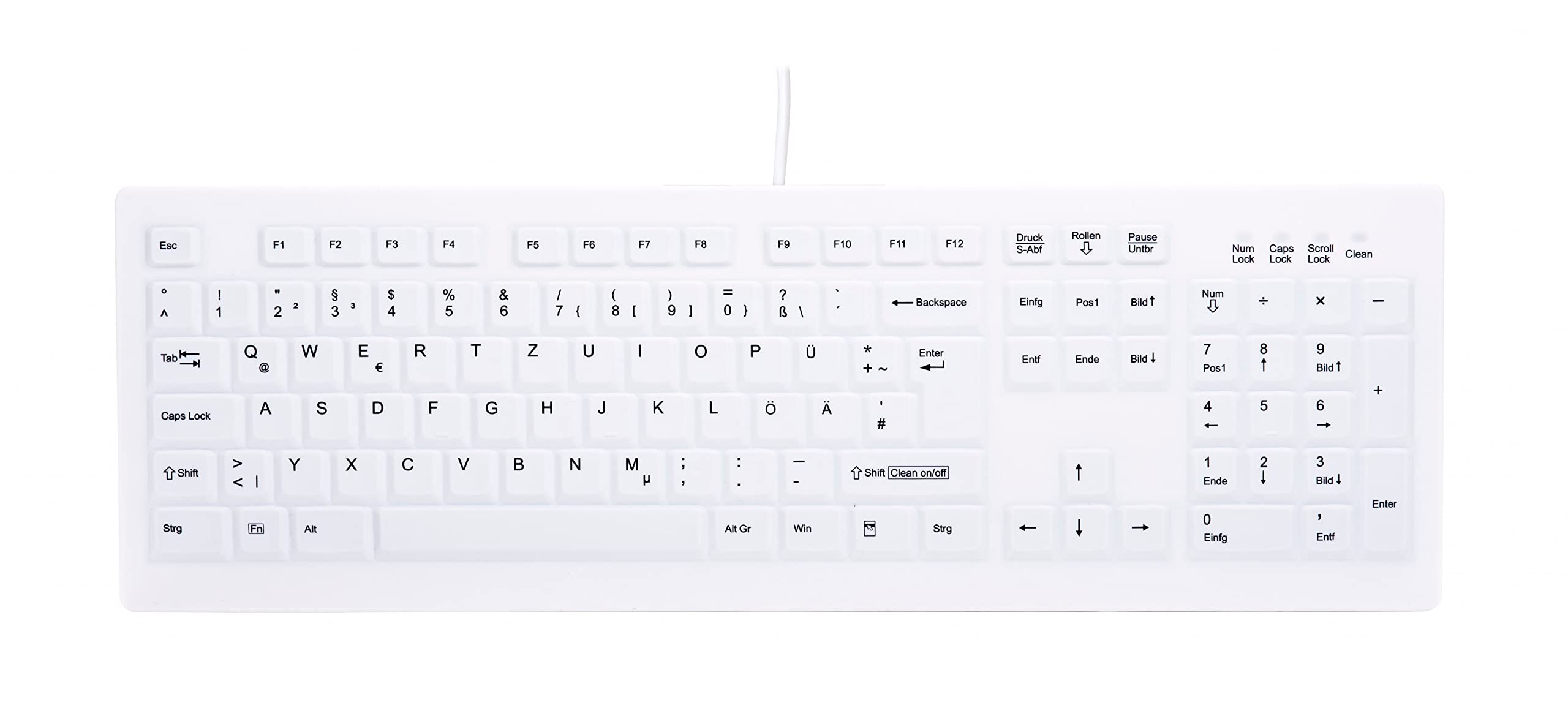 CHERRY AK-C8100 TECLADO (ALEMAN) HIGIÃ‰NICO INALÁMBRICO DESINFECTABLE CON TECLADO NUMÃ‰RICO BLANCO