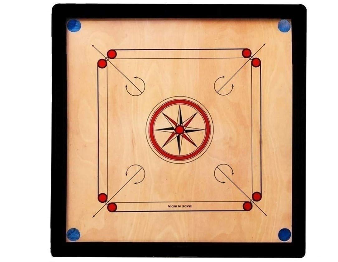 Kumar Traders Wooden Round Pocket Carrom Board ( Large ) with Coins, Striker and Carrom Powder (32 x 32 Inches)
