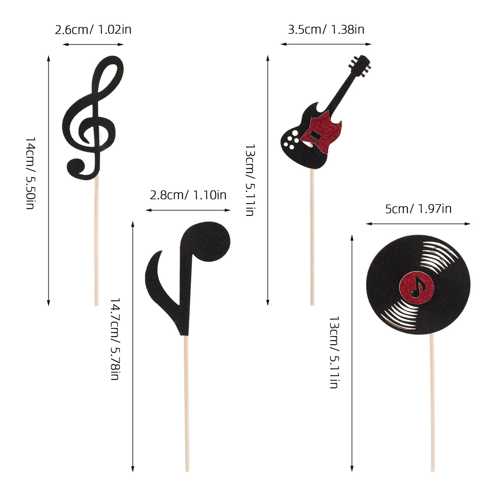 24 Pcs charra Rock Music Theme Cake Cupcake Toppers buon compleanno musica festa a tema Baby Shower decorazioni strumenti per torte  15