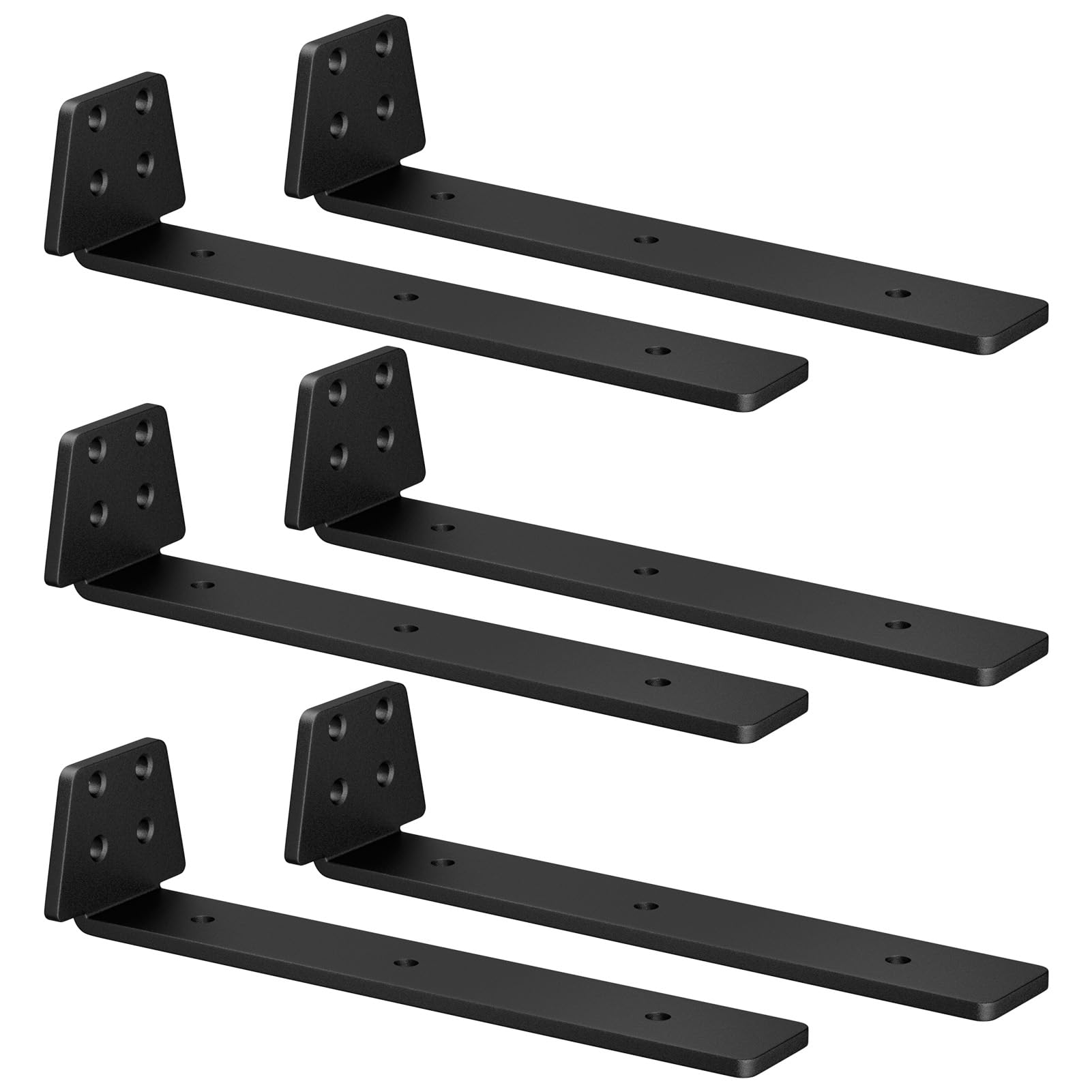 Lot de 6 Equerre Etagere Murale 25cm, Support Etagere Noir