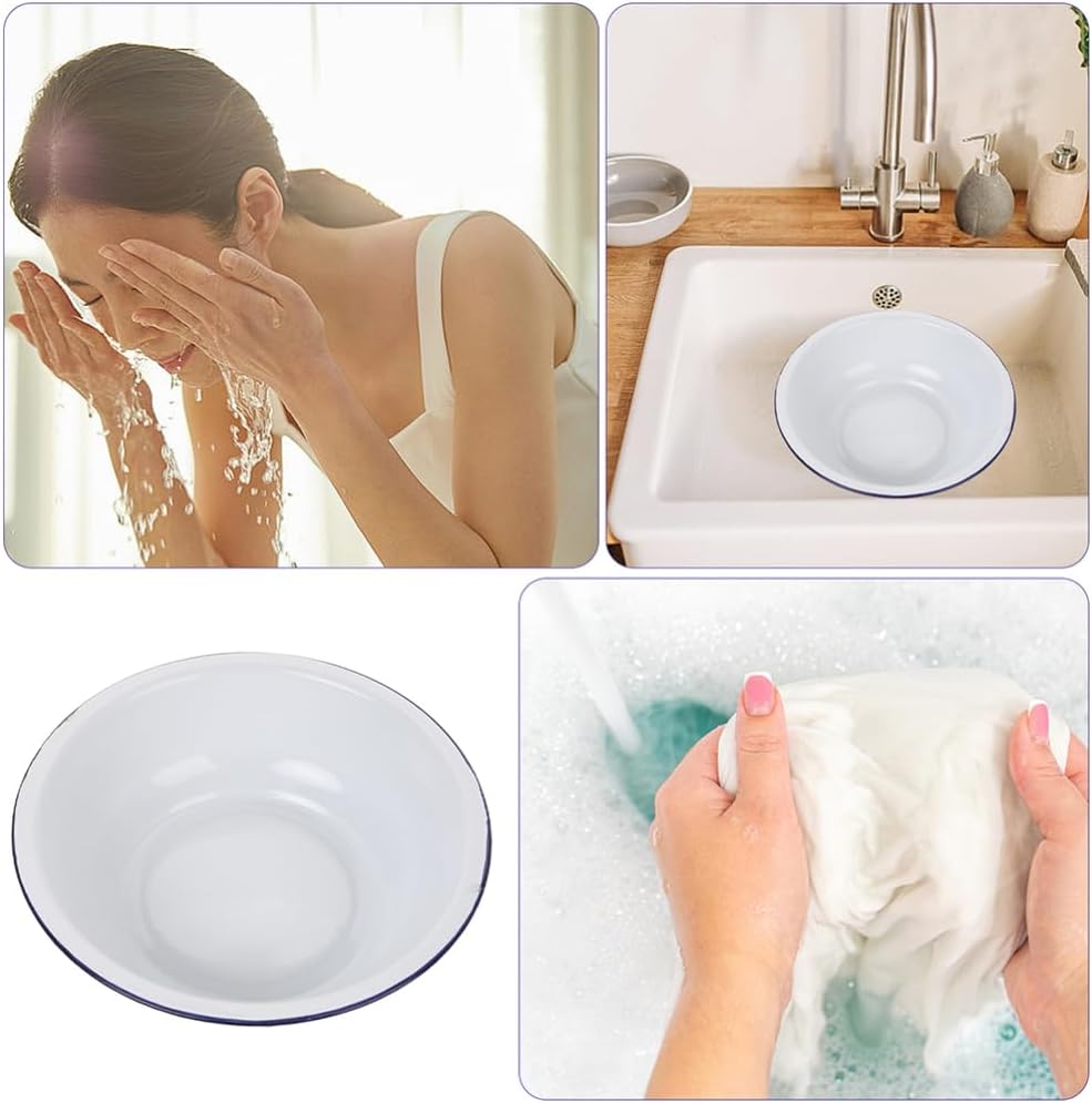 Dishes Enamel Basin Large Enamel Bowl Vintage Mixing Bowl for Soup Serving Dish Washing