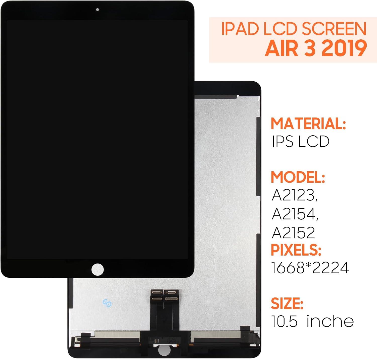 for iPad Air 3 2019 Screen Replacement 10.5 inch for iPad Air 2019 A2153 A2123 A2154 A2152 LCD Display Digitizer Assembly with Screen Protector+Tools (Black)