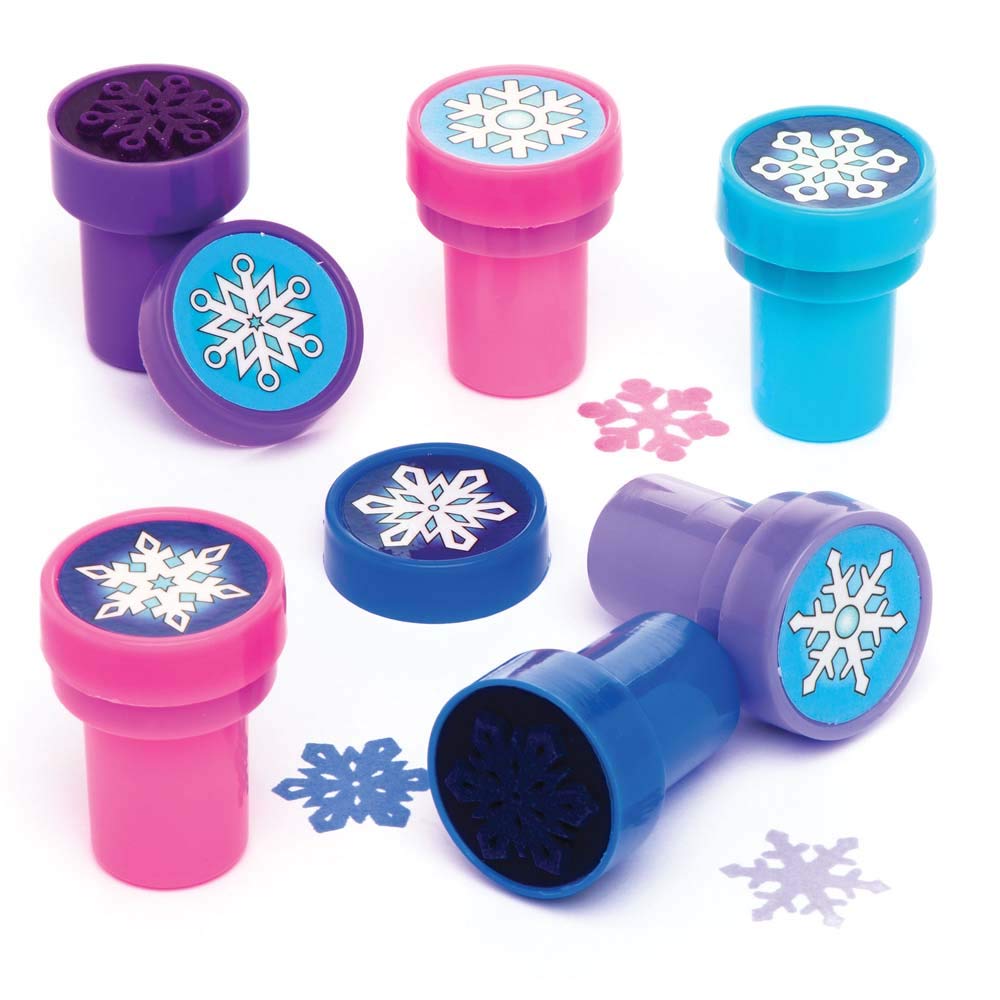 Baker Ross Snowflake Self Inking Stampers – Pack of 10, Christmas Craft Supplies for Kids (AR771)