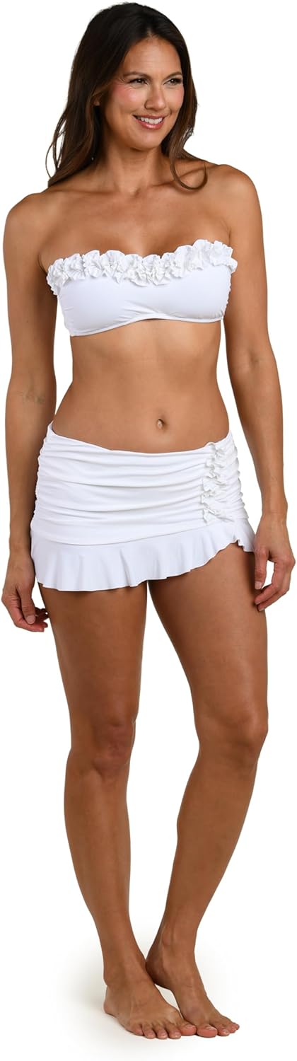 La Blanca Women's Island Goddess Ruffled Bandeau Bikini Swimsuit Top