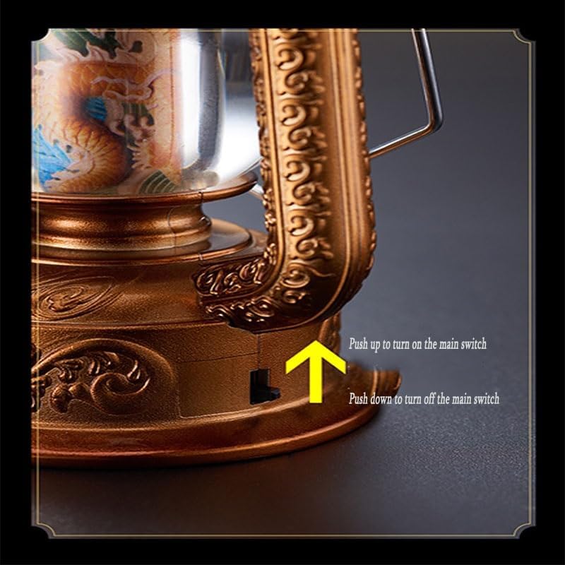 Vintage Kerosene Lighter, Lantern-Shaped Match Lighter, Arc Ignition, Refillable Fuel Desktop Antique Lighter, Suitable for Men's Gifts, Interior Decorations, Decorations(Gold)