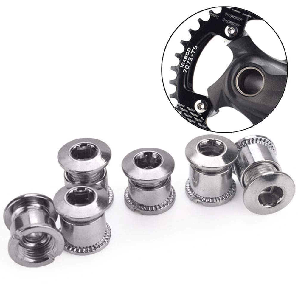 Wenxiaw Kettingblad Bouten En Moeren – 5 Sets, M8, Zilver, Van Aluminiumlegering – Voor MTB, Racefiets En Vouwfiets – Licht En Roestvast