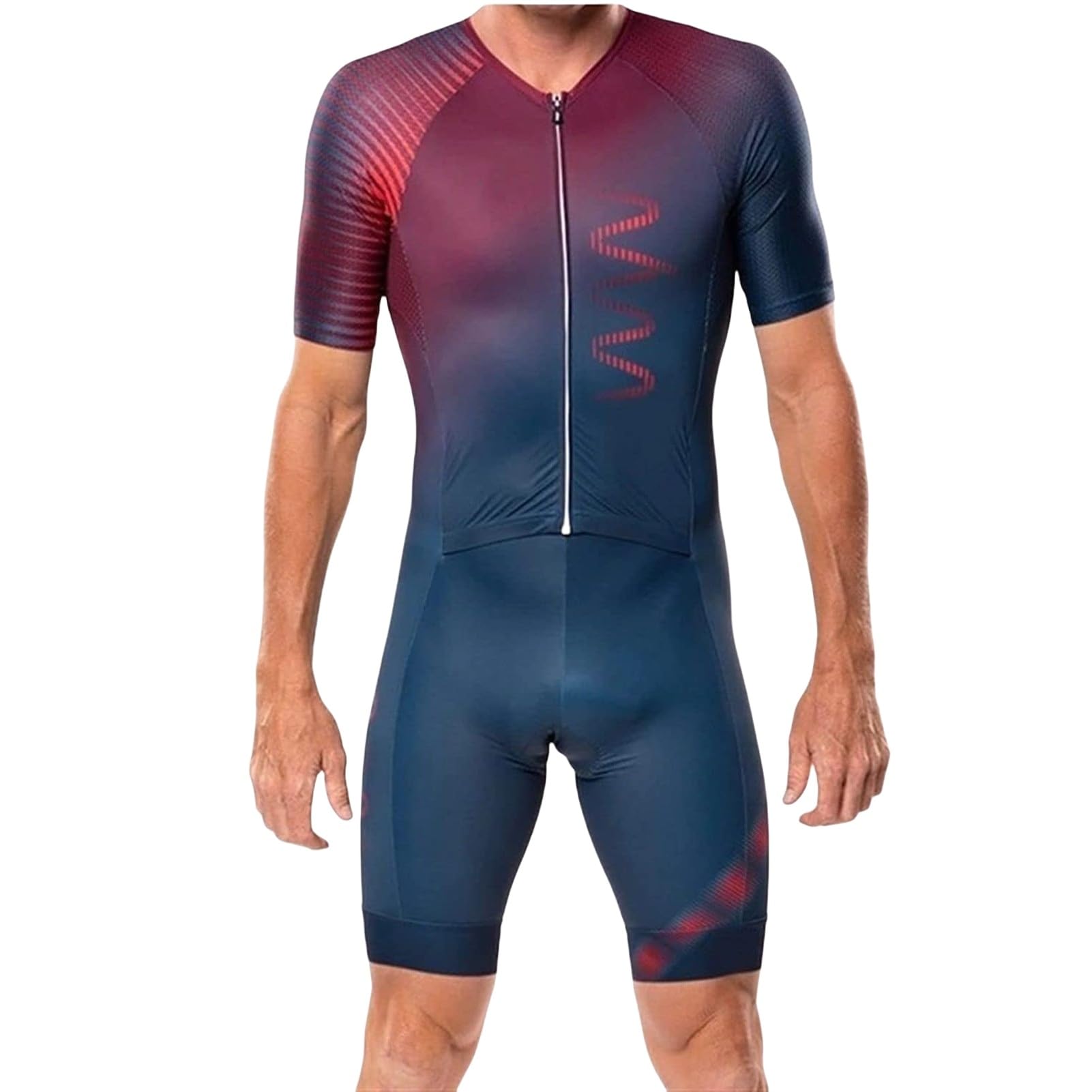 KAISUN Summer Cycling Skinsuit Triatlón for Hombres, Pro Manga Corta Traje de Ciclismo, Racing Tri Suit de Bicicletas Acolchado de Gel, MTB Mono