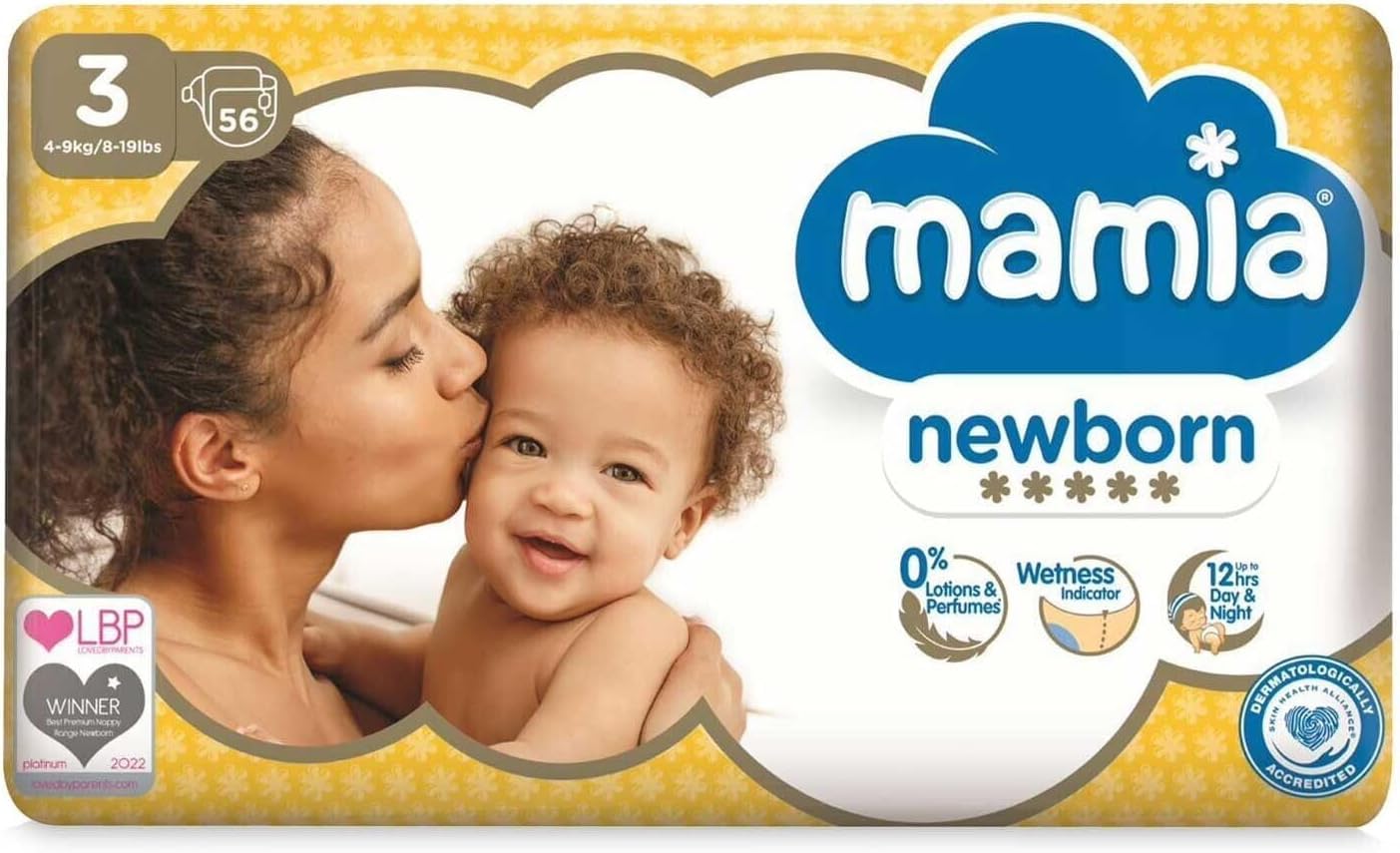 Aldi Mamia Newborn Nappies Diaper for Babies Size 0 to 5 (Size 3 Pack of 1)