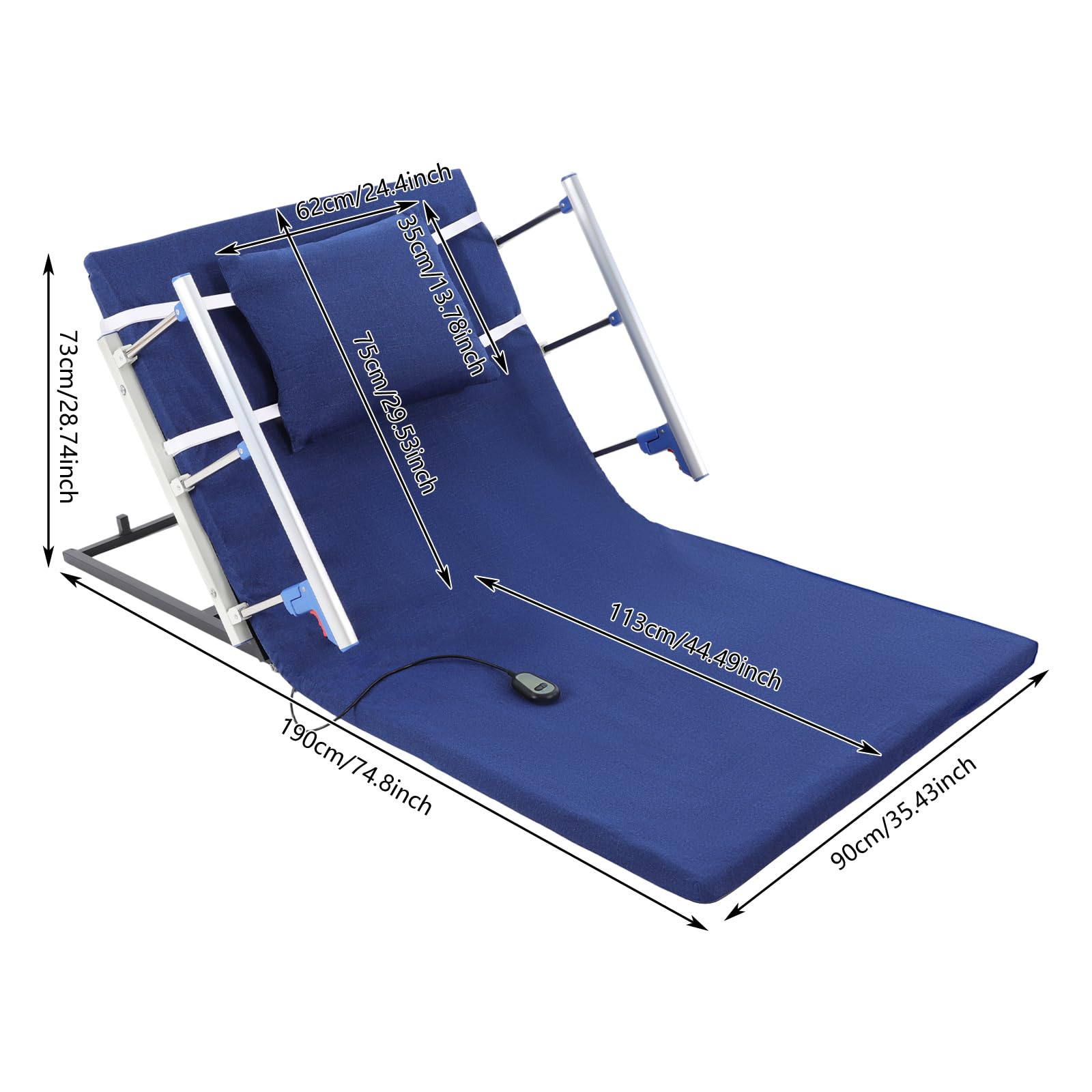 Schienale elettrico per letto, 150 kg, da 2 a 80°, con cuscino