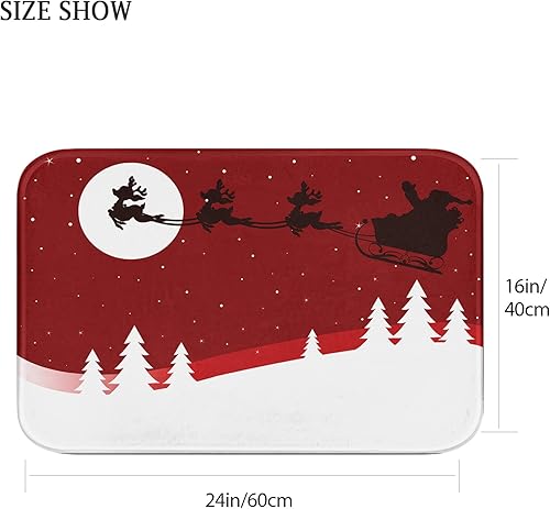 Miniatura 3 de Britimes Tapetes de baño para baño, diseño de vagón de Navidad rojo y reno, cubierta lavable, tapete para decoración de baño, 16 x 24 pulgadas, para