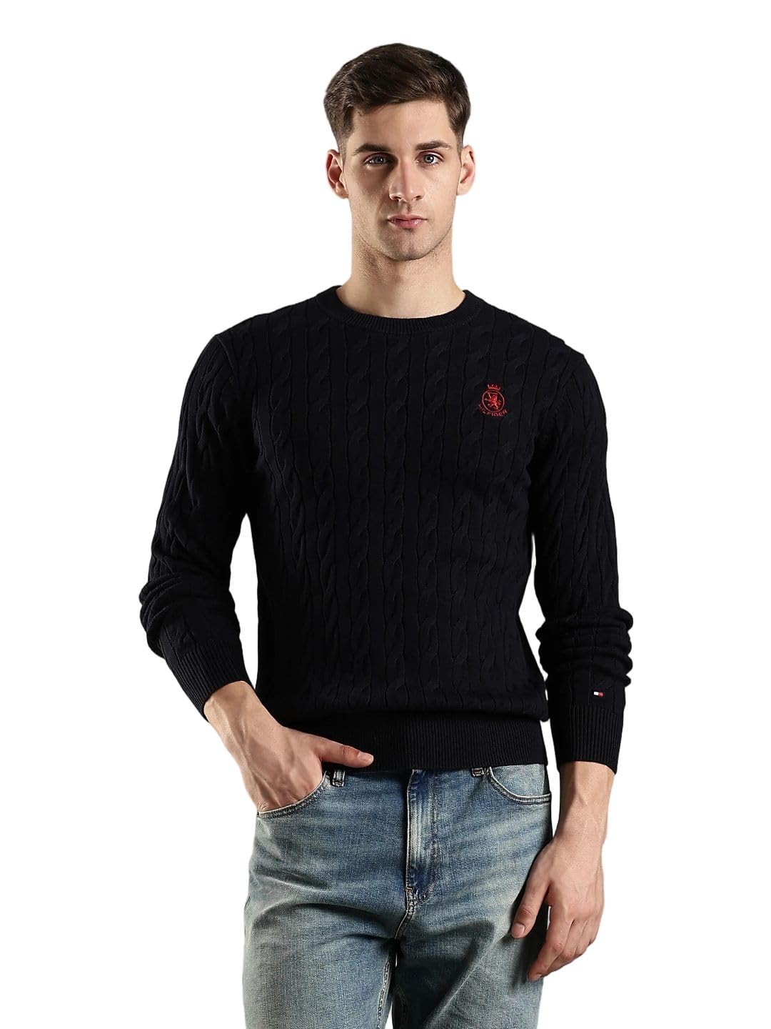 Self-Design Regular Fit Cotton Sweater-image-48
