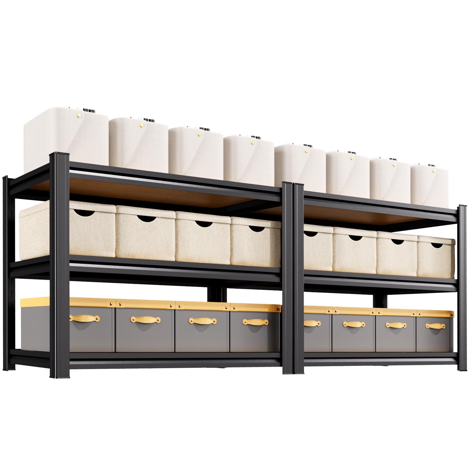 2-Pack 3 Tier Storage Shelves,Garage Shelving,Adjustable Heavy Duty Metal Shelving Units and Storage Large Rack,Utility Shelf For Shop Warehouse Industrial Pantry Basement Organizers 33"x35"x16"