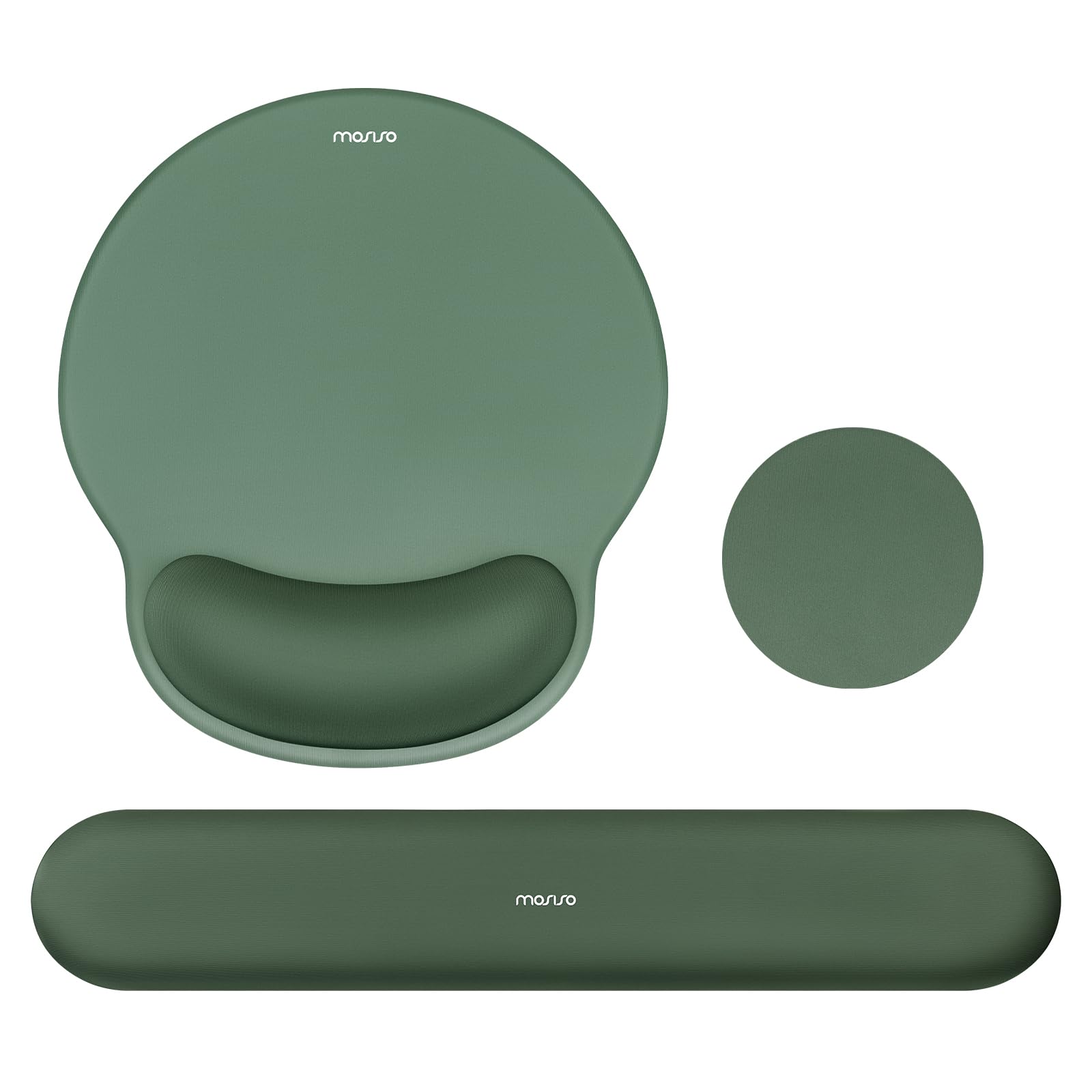 MOSISO Wrist Rest Support for Mouse Pad&Keyboard Set, Circle Curved Ergonomic Mousepad&Coaster Non-Slip Base Home/Office Pain Relief&Easy Typing Pad with Soft Cloth&Silicone Lining, Midnight Green โ image 1