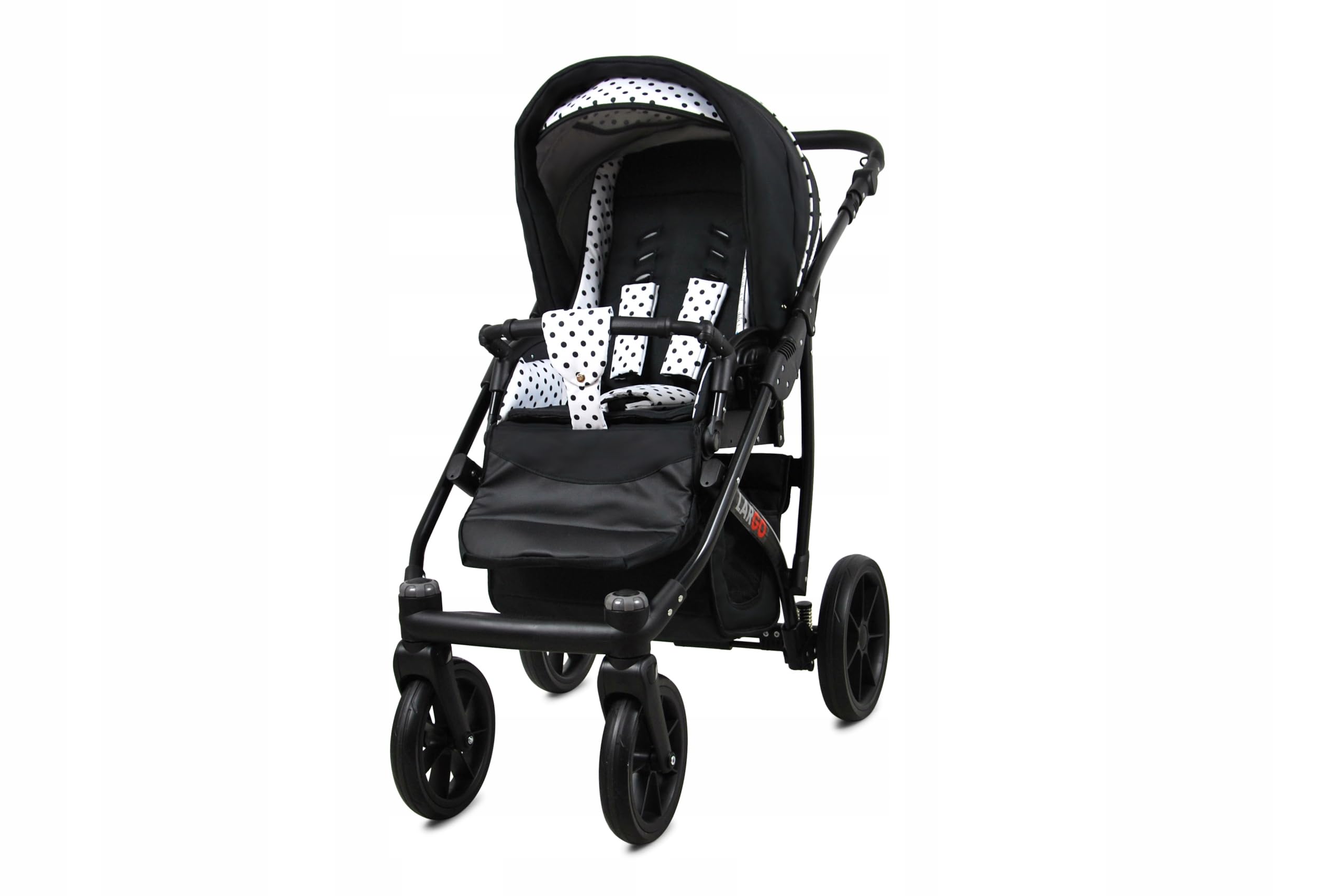 BabyLux Zestaw wózków dziecięcych 4 w 1 – Largo – w zestawie wanienka dla niemowląt, fotelik sportowy, fotelik samochodowy, stacja bazowa ISOFIX – fotelik samochodowy – zestaw wózków dziecięcych