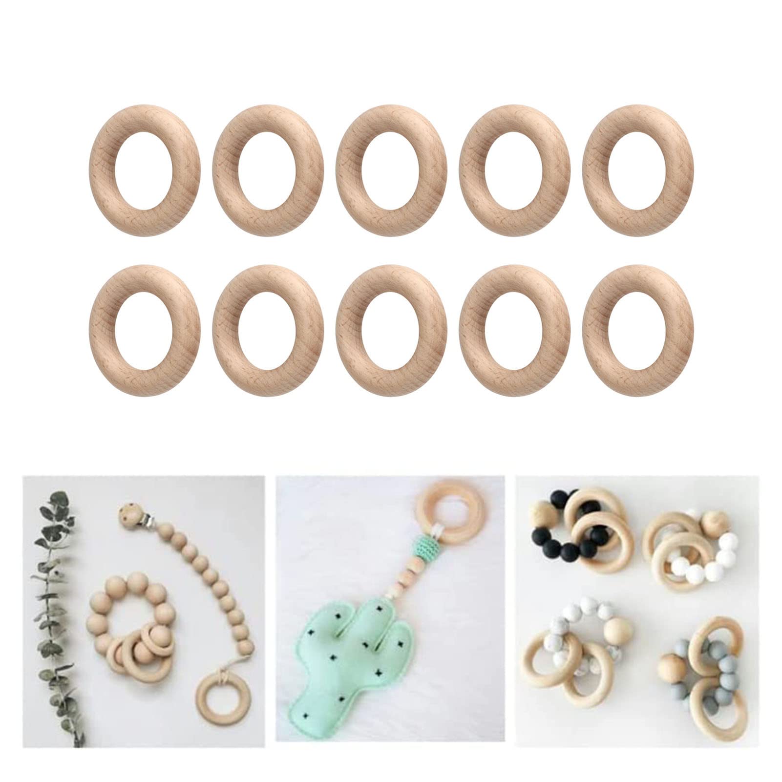 30 Prozent Buchenholzholzringe, unvollendete Ringe, Kreisringanhänger für Schmuckherstellung Handwende Makrameen Vorräte (6cm)