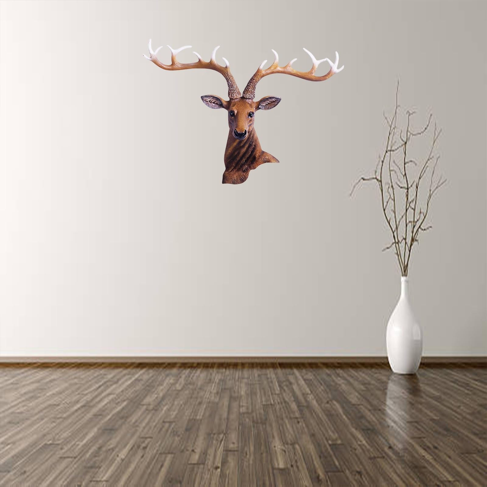 Supporto da parete a forma di testa di cervo, decorazione in resina a forma di animale per la decorazione domestica, design simulato, perfetto per creare un'atmosfera rustica