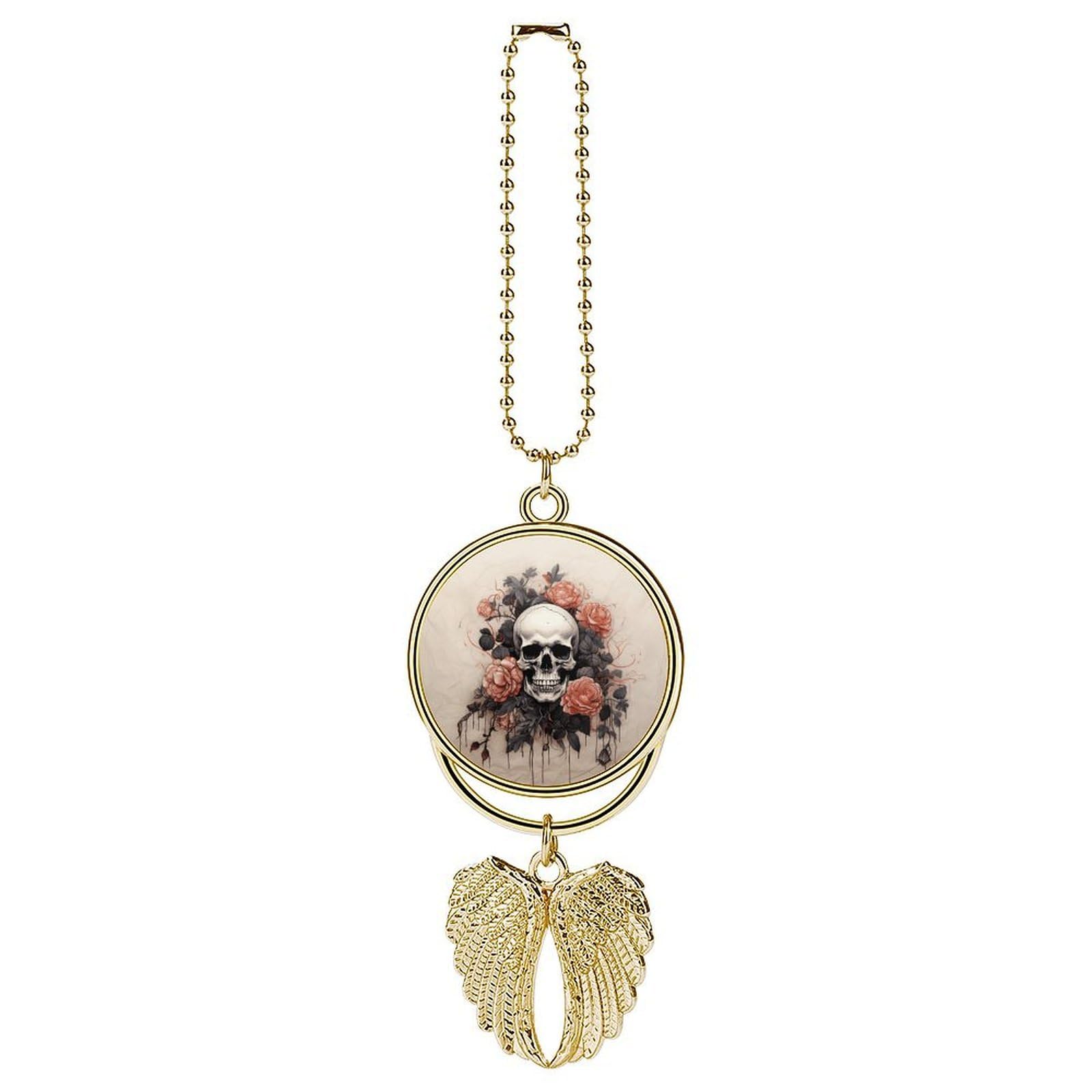 Ancient Skull and Flowers Car Pendant Personalized Car Hanging Ornament Auto Rear View Mirror Hanging Decoration Accessories Metal Cars Interior Ornament for Most Cars Truck SUV