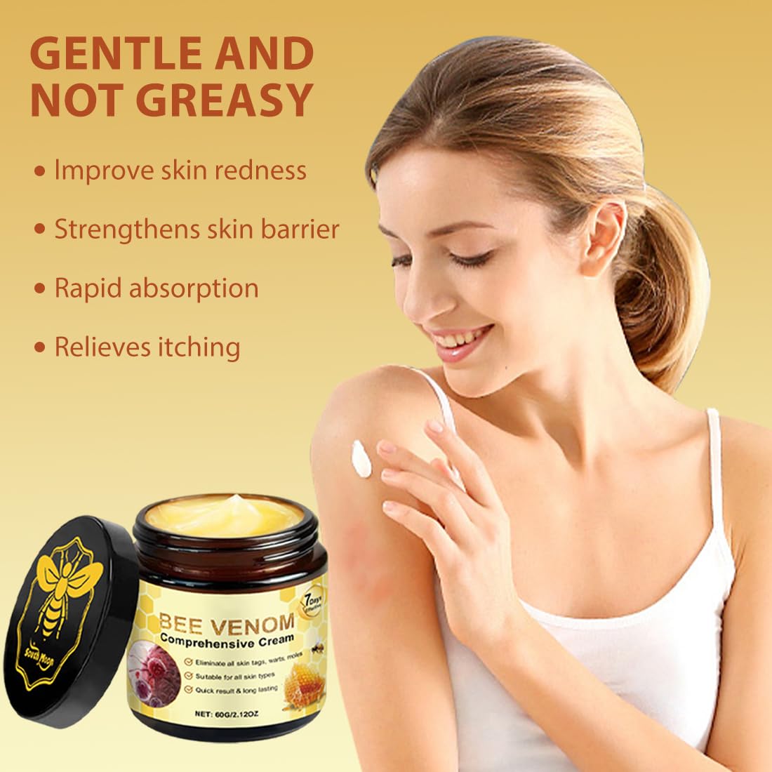 GXGM 2 tubetti di pomata al veleno d'api (Regala un guanto da usare per spalmare il corpo), crema riparatrice al veleno d'api, gel per la cura della pelle, per idratare e nutrire delicatamente, A