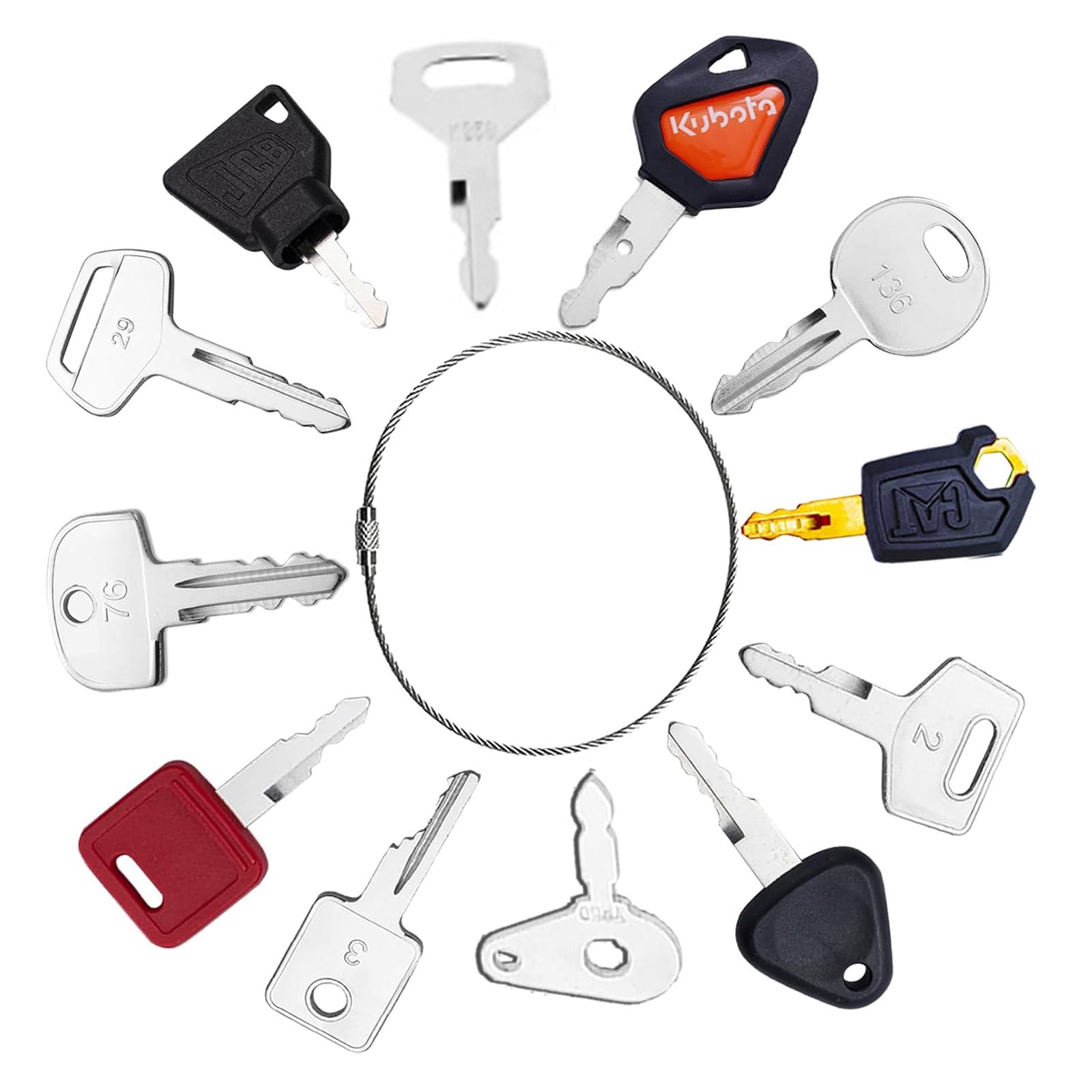 SANTUO 12PCS Construction Ignition Key Set,Universal Plant Ignition Starter Switch Spare Keys for Excavator Truck Dumper Tractor and Agricultural Dozer Roller Bulldozer Truck-Digger-Tractor