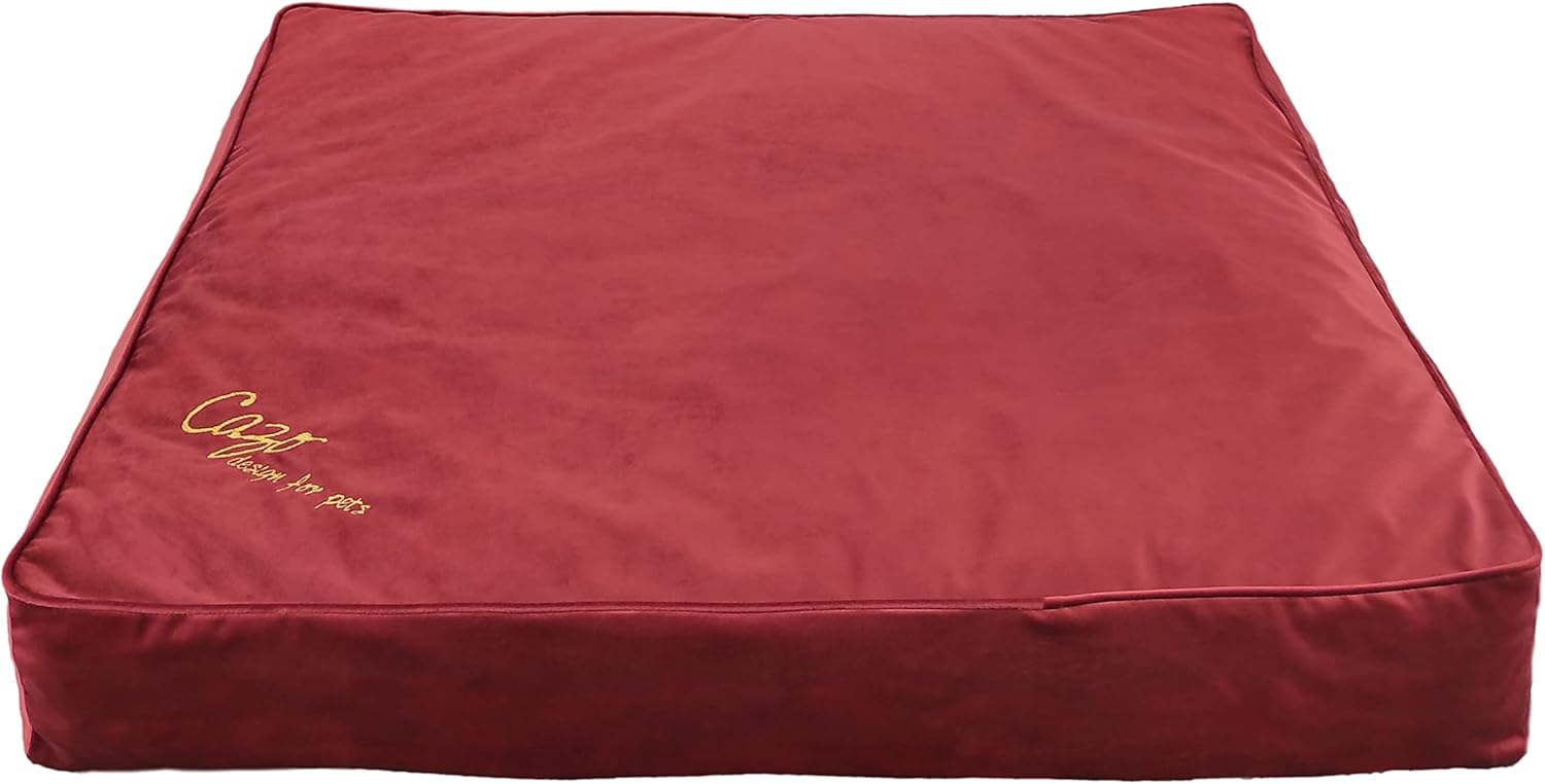 CAZO Milan L4005/C Bettmatratze für Hunde oder Katzen, 90 x 75 x 15 cm, groß, Burgunderrot