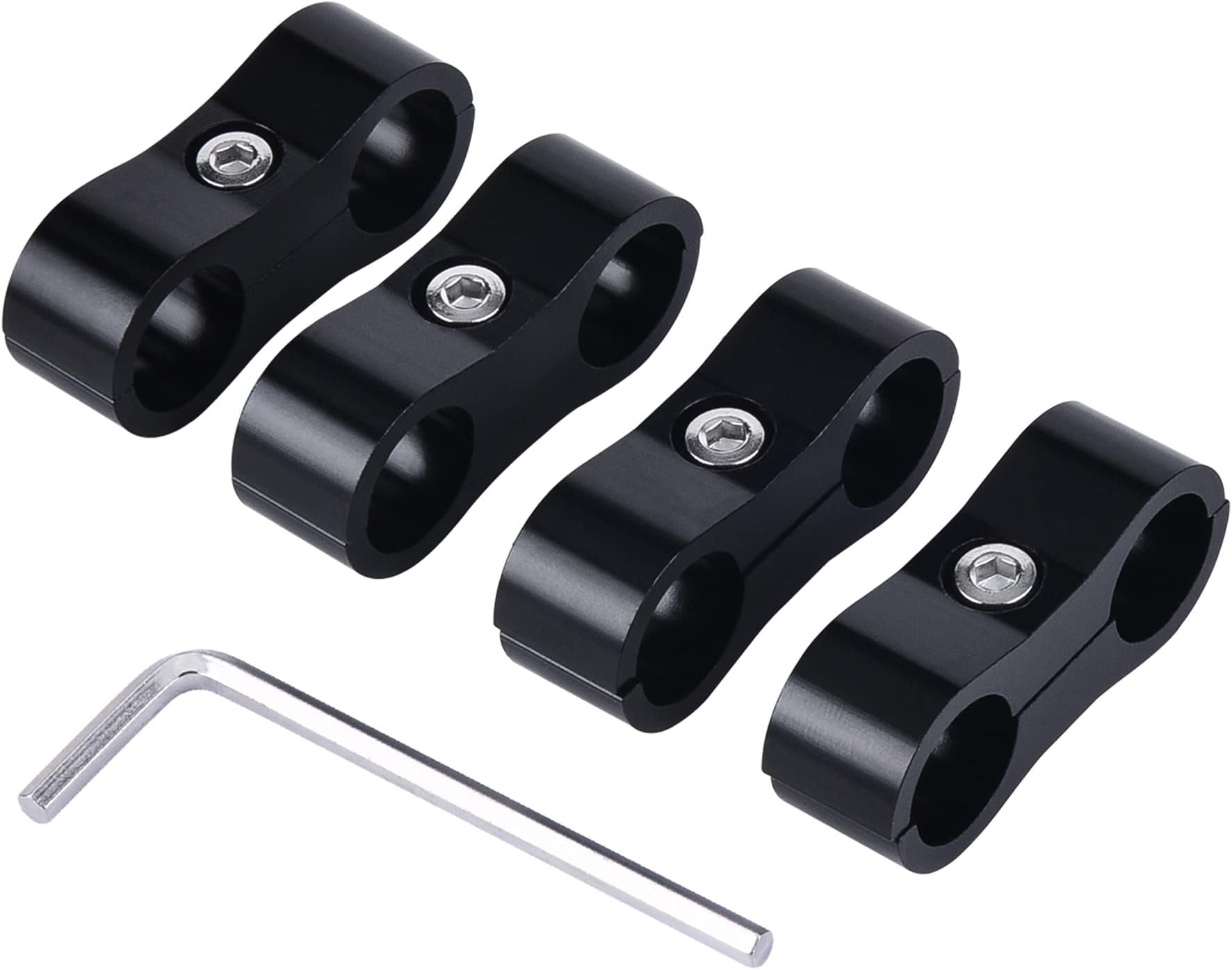 EVIL ENERGY 6AN Hose Separator Clamp, AN6 Fuel Line Mounting Clamp Aluminum Black 4PCS
