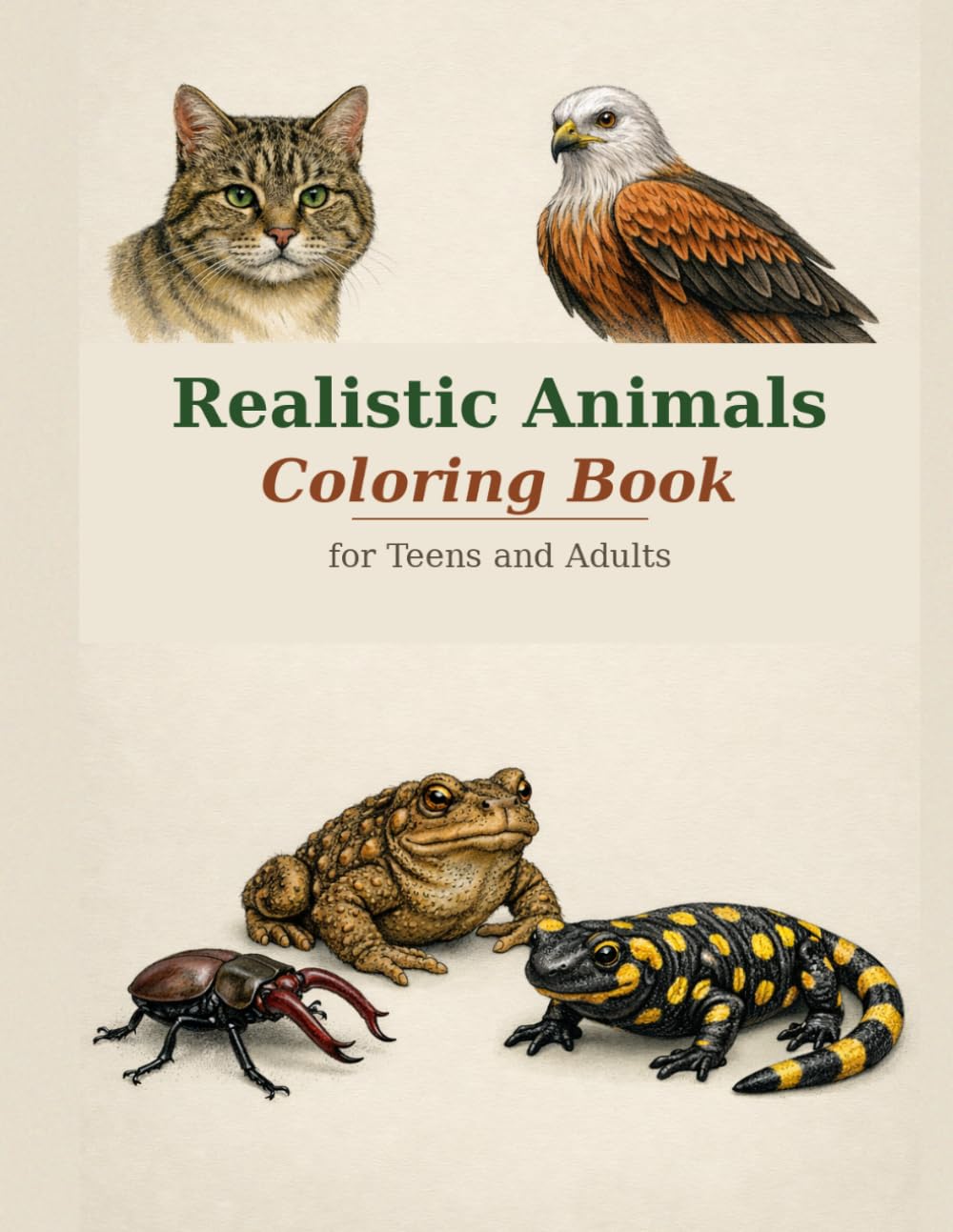 Realistic Animals Coloring Book: For Teens and Adults