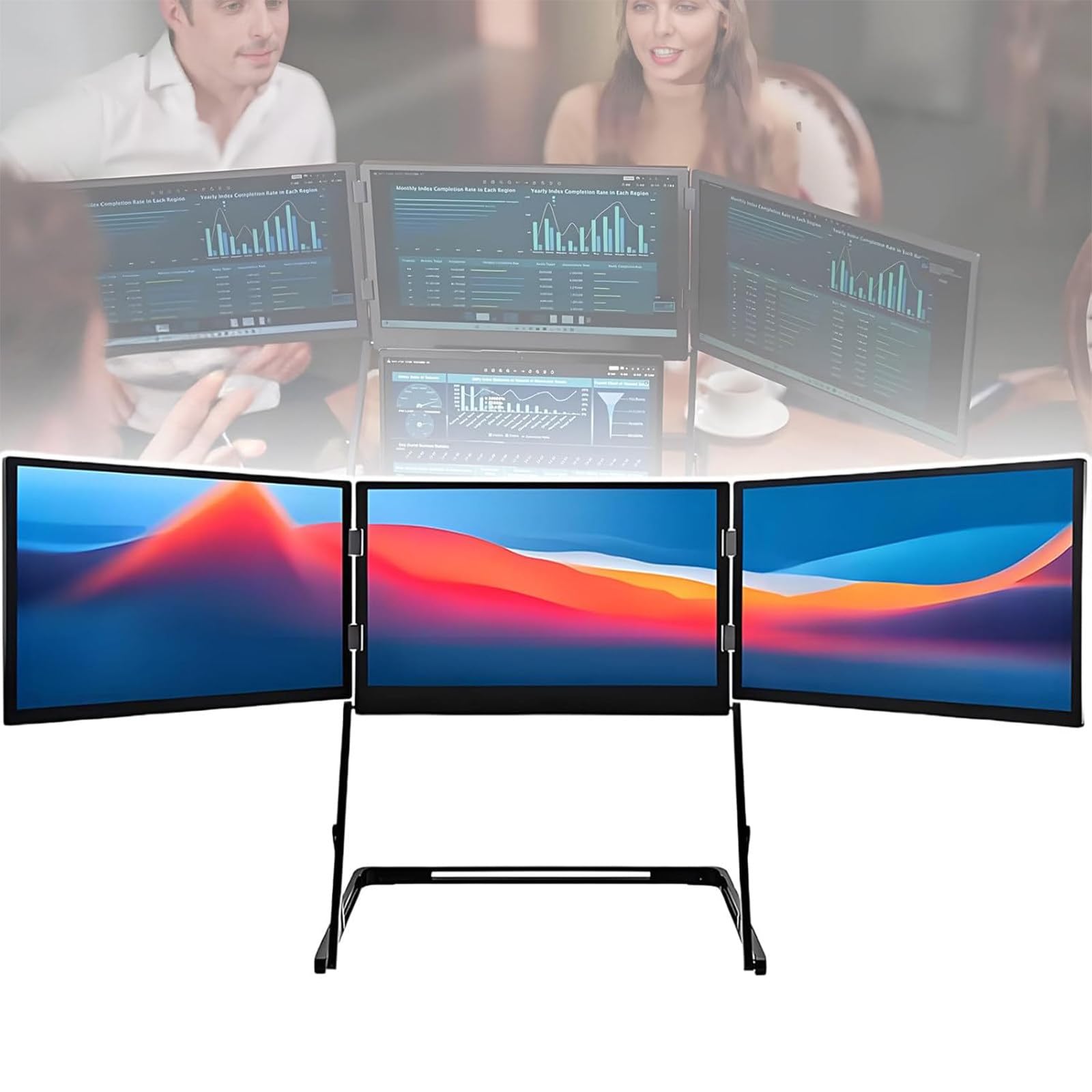 SICWEDIM 15.6" Laptop Screen Extender, FHD 1080p, Type C/HDMI/USB-C, 360° Rotation and Adjustable Viewing Angles, Compatible with Window and Mac.