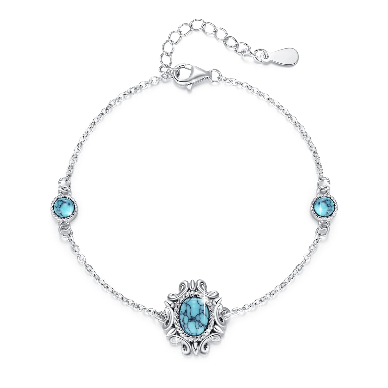 Türkis Armband 925 Sterling Silber Türkise Schmuck Weihnachten Halloween Ostern Muttertag Valentinstag Geburtstag Schmuck Geschenke für Mutter Ehefrau Tochter Freund Frineund