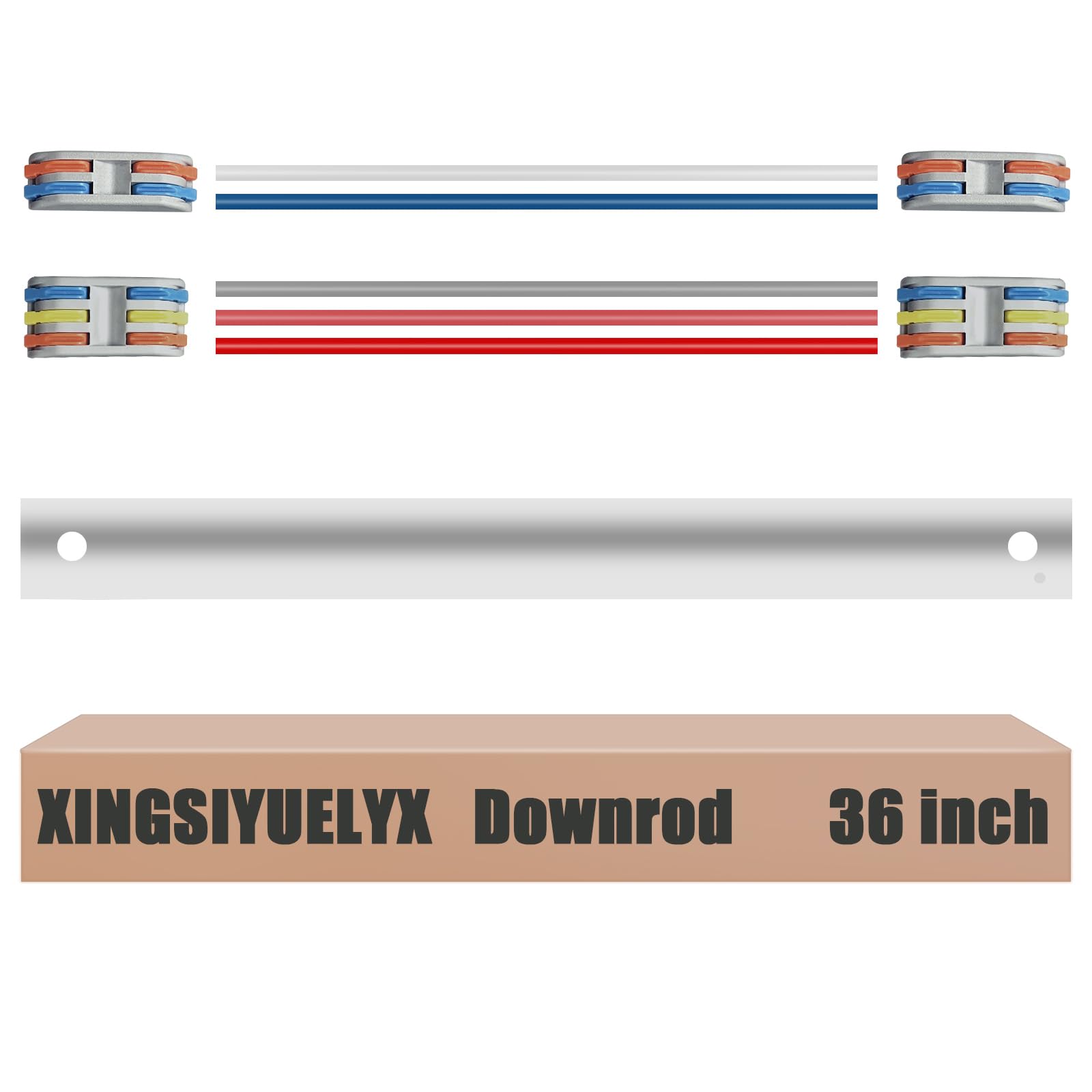 36" Ceiling Fan Downrod, ?1 Outside Diameter? Matte White Extended Downrod, including 4 Wire Connectors and 5 Extension Wires (No Threads)
