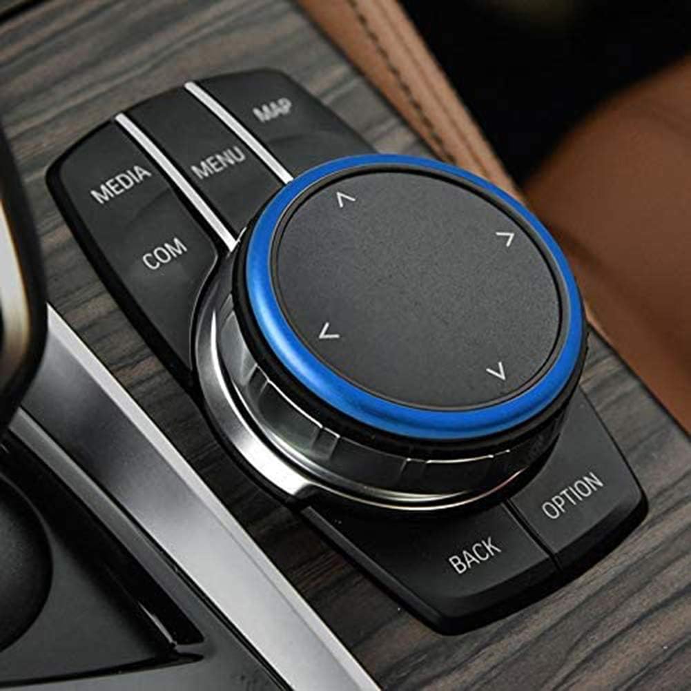 MAXMILO DEMILLO 1pc Aluminum Ring for BMW 1 2 3 4 5 6 7 Series X3 X4 X5 X6 Center Console iDrive Multimedia Controller Knob (Blue)