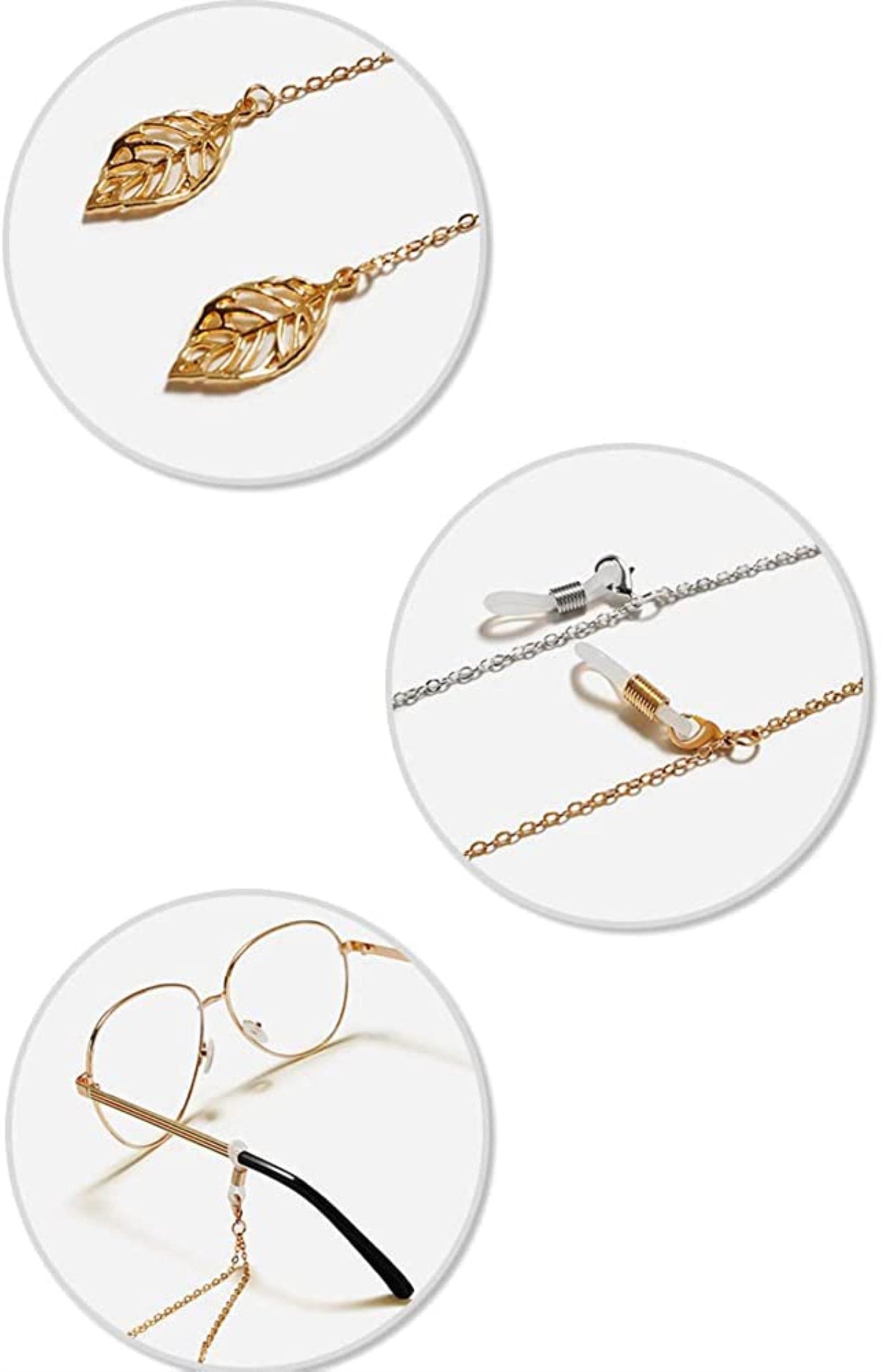 Cordon de maintien pour lunettes de soleil orné de chaînes pour femmes