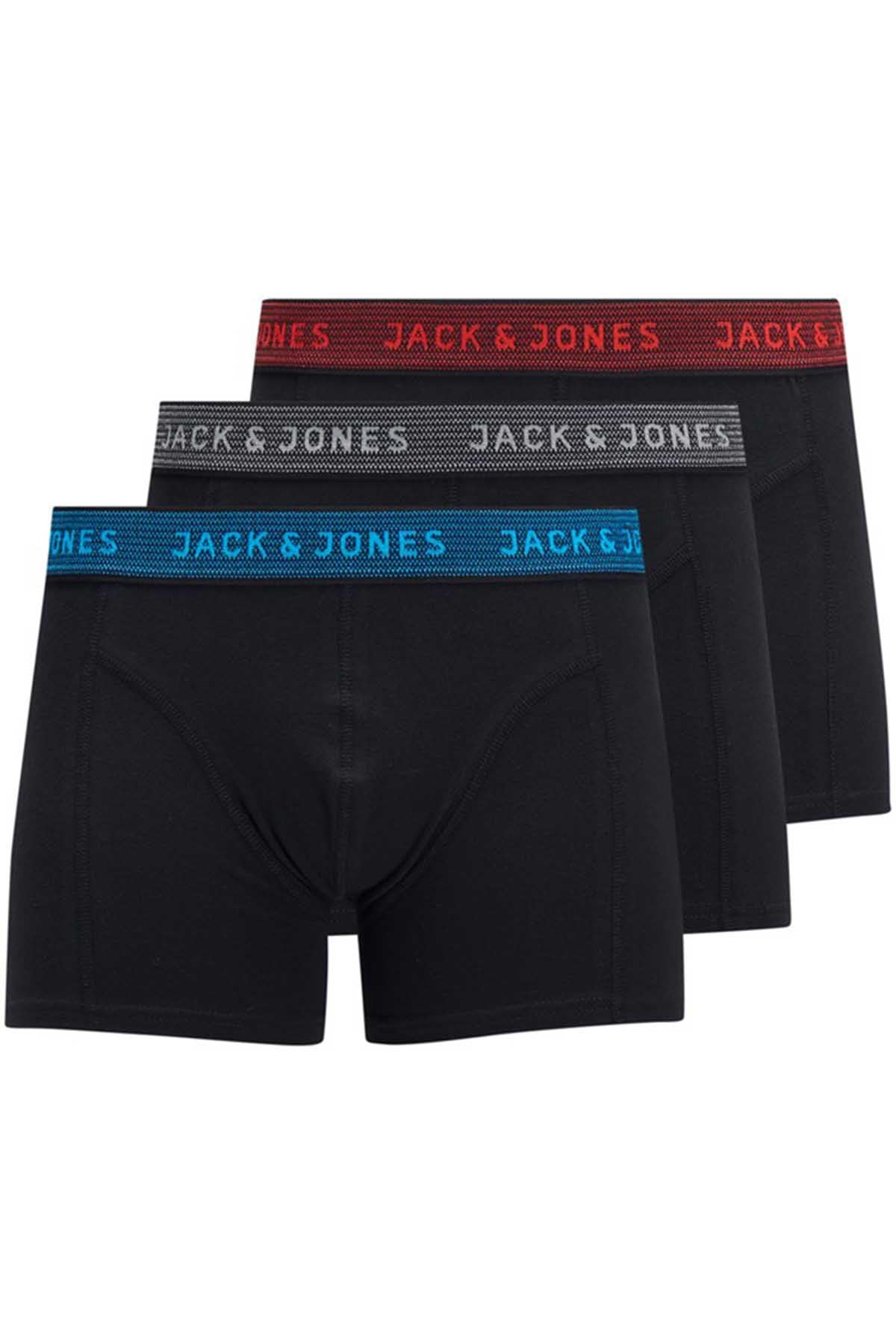 Jack & Jones Men's Mix (1X Asphalt / 1X Hawaiian / 1X Red) Boxer Shorts/Trunks 'Jacwaistband' (3-Pack) (Asphalt/Hawaiian/Red) S