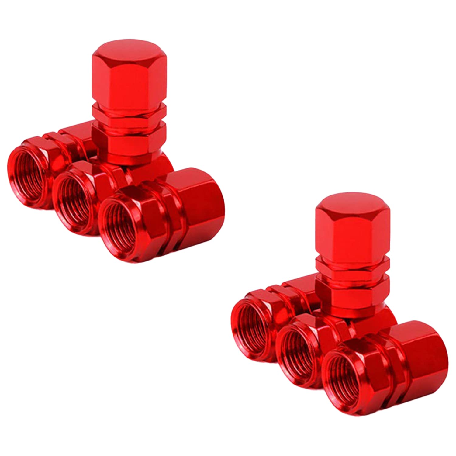 Grandview Autoreifen Ventilkappe (8-Pack) Rot, Universalschaftabdeckungen für PKW, SUVs, Fahrrad und Fahrrad, LKW, Motorräder | Robustes, luftdichtes Siegel | Anschraubbarer, Easy-Grip-Einsatz