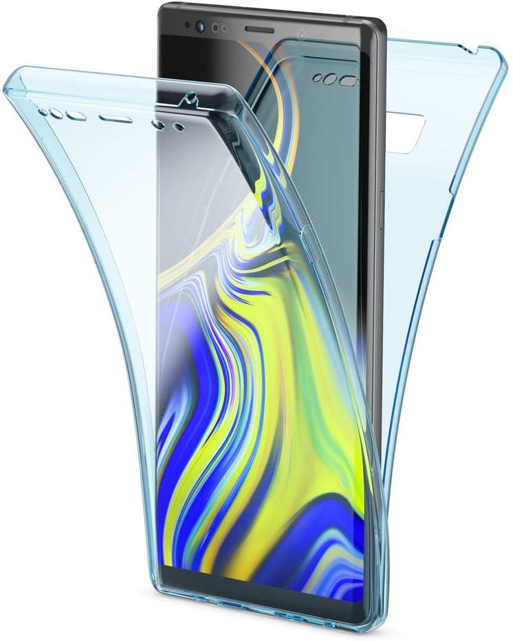 NALIA 360° Full-Body Case Compatible with Samsung Galaxy Note 9, Ultra-Thin Silicone Front & Back Cover Shockproof Bumper, Slim Smart-Phone Protection Transparent Protective Skin, Color:Blue