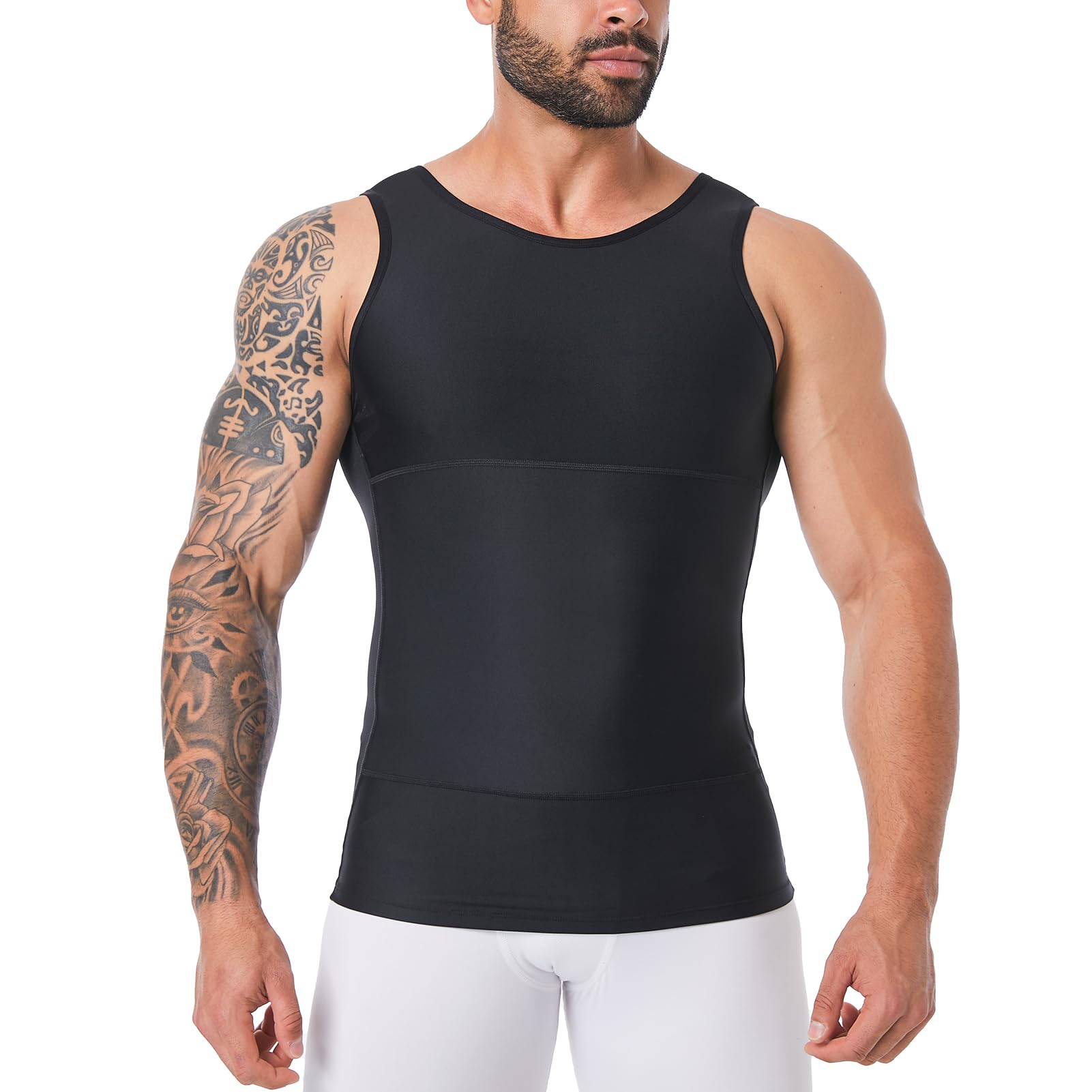 Débardeur gainant pour homme avec contrôle du ventre, masque la gynécomastie