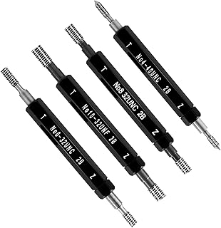 4pcs Imperial Thread Plug Gauge 2B Go No Go Thread Gauge with Boxes, Double End Through Stop Measurement Hand Tool for Internal Thread Detection (#4 to #10)