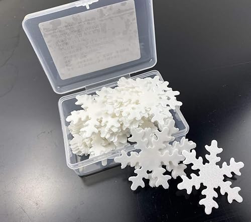 Miniatura 5 de Copos de nieve comestibles de Navidad, decoración de cupcakes blancos con caja de plástico, paquete para Navidad, fiesta temática congelada de