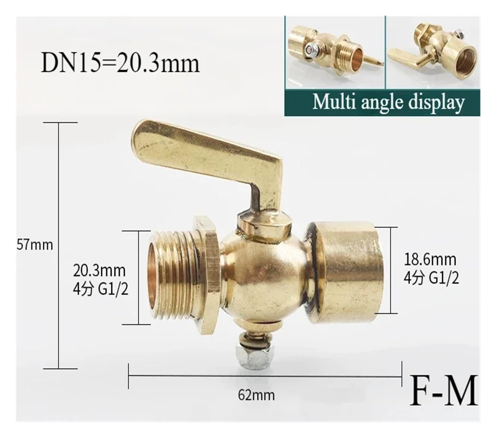 BSPP 1/8"-3/4" Mosiężny dwukierunkowy zawór z gwintem wewnętrznym i elastycznym złączem