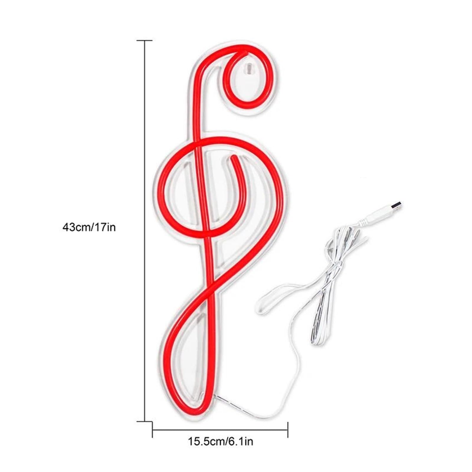 XENITE Luci al Neon Da Parete Insegna Al Neon Con Nota Musicale, Luce A LED Con Alimentazione USB, Decorazione Da Parete Per Camera Da Letto, Negozio, Festa, Club, Stanza,43cmх15.5cm
