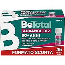 Be-Total Advance B12 Integratore Alimentare Con Vitamina B12, per fornire un sostegno in caso di stanchezza fisica e mentale dopo i 50 anni, 3 x 15 Flaconcini