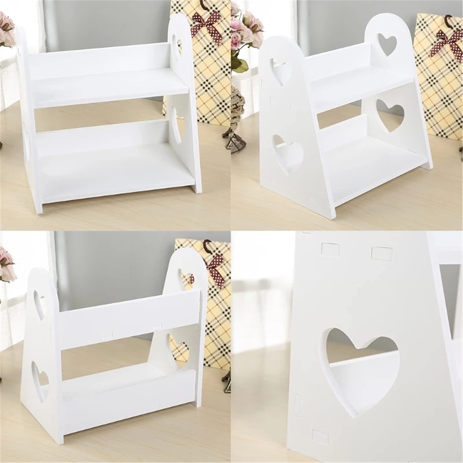 木製ハートモチーフ収納棚 Amazon.co.jp: デスク上置棚 ハート型中空収納ラック木製デスクトップ