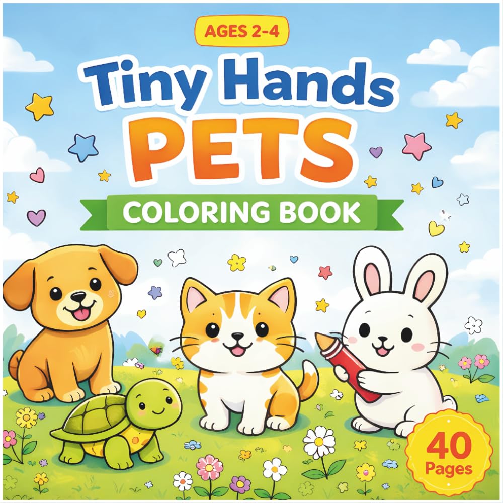 Tiny Hands Pets Coloring Book: Trace & Color Pet Animal Words for Toddlers Ages 2–4 | Big, Easy Pages with Thick Lines | 40 Cute Pets (Little Paws Big Fun Collection (Ages 2–4))