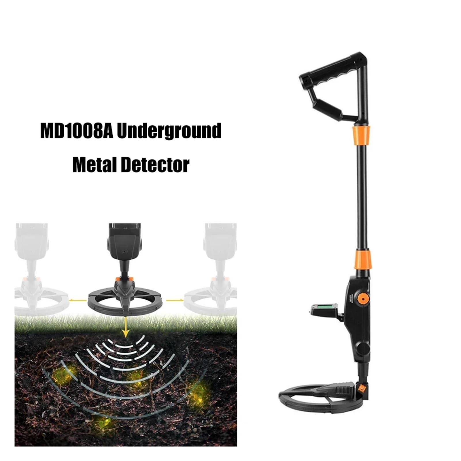 Détecteur de Métaux, Détecteur de métaux Souterrain MD1008A, Recherche Bijoux en Argent et trésors, Sensible