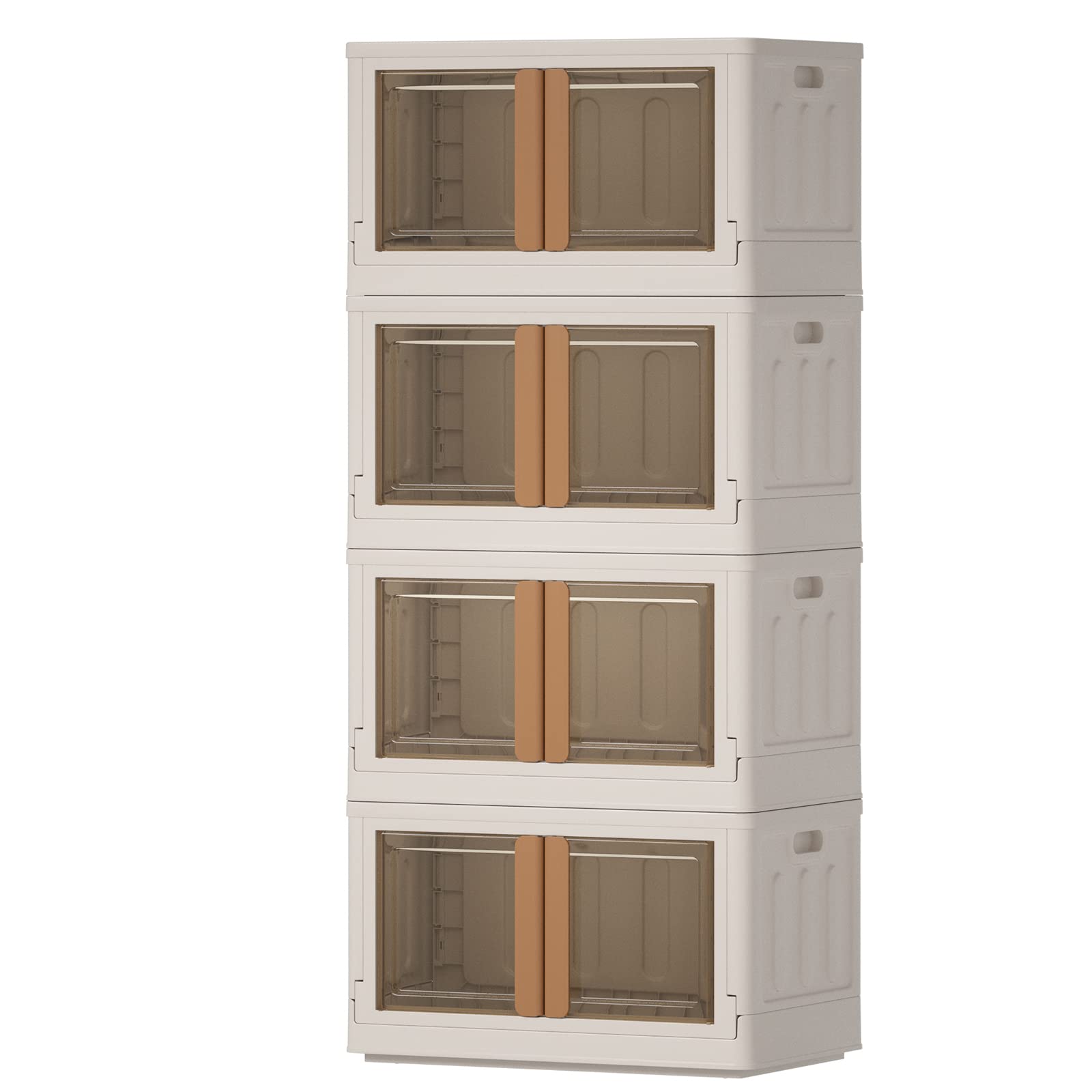 Plastic Storage Container, 100Qt Large Capacity Folding Storage Bins, Stackable Storage Box with Lid and Buckles, Dorm Room Essentials, Space Saving Organizer with Wheels & Handle (4 Pack)