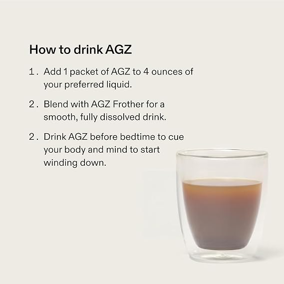 AGZ Sleep Drink Sampler AG1 Melatonin-Free Nighttime Blend with Magnesium, Ashwagandha, Saffron & Valerian Herbal & Adaptogen Sleep Supplement 3-Serving Flavor Pack