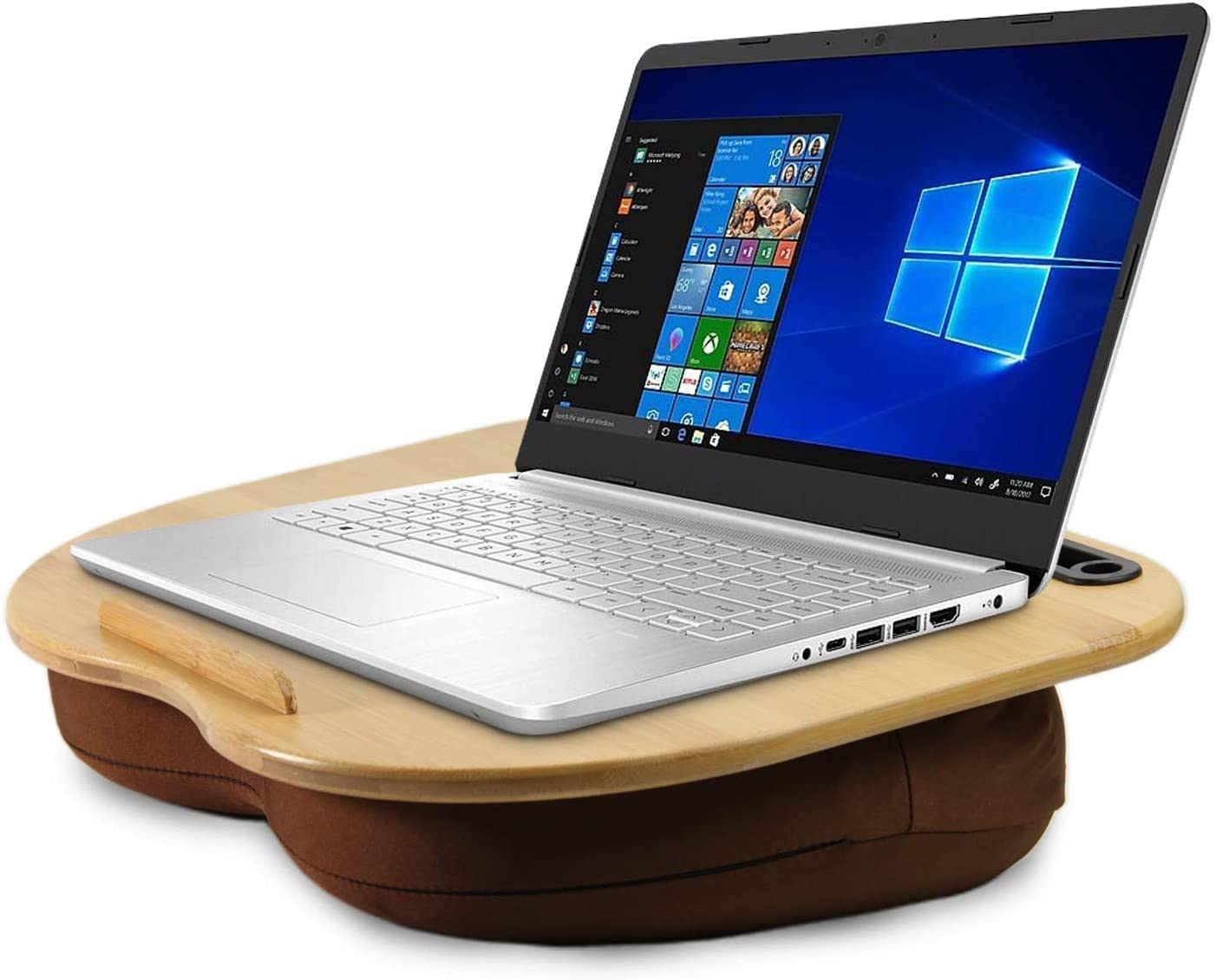 NICOYA Lap Desk with Cushion Portable Laptop Stand with Pillow, 3 in 1 Lap Desk Phone Holder, Desk Tray with Slot & Anti-Slip Strip, Support up to 14 Inch Laptop - Brown (B09Z2ZLHLH) Amazon Price History, Amazon Price Tracker