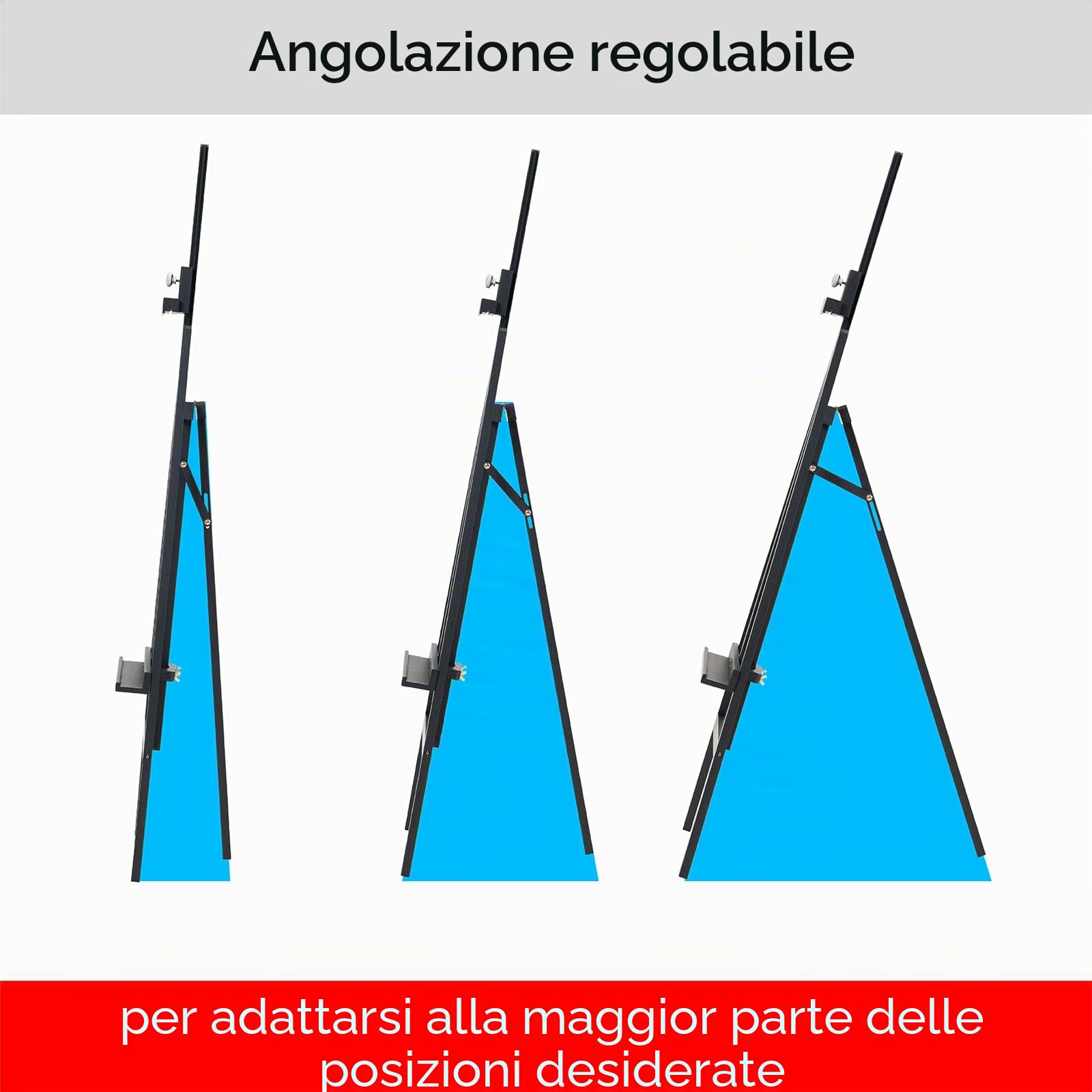 MEEDEN Cavalletto per Pittura Legno, Grande Regolabile Cavalletto per Dipingere 145-193 cm, Design a Forma di A Cavalletto per Pittura Sostiene Tele fino a 109cm, Nero