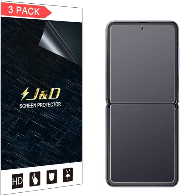 J&D Compatible for Samsung Galaxy Z Flip Screen Protector, 3-Pack [Anti-Glare] [Anti-Fingerprint] [Not Full Coverage] Matte Film Shield Screen Protector for Galaxy Z Flip Protective Film